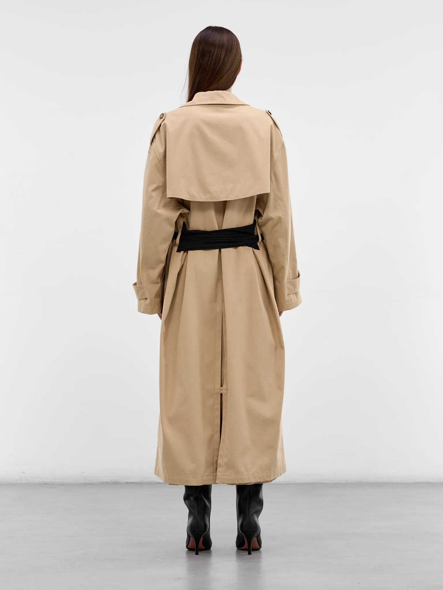 Beige Glove Belted Trench Coat (S52AH0084-M35368-154-BEIGE) sold by lorenzo product image thumbnail 3