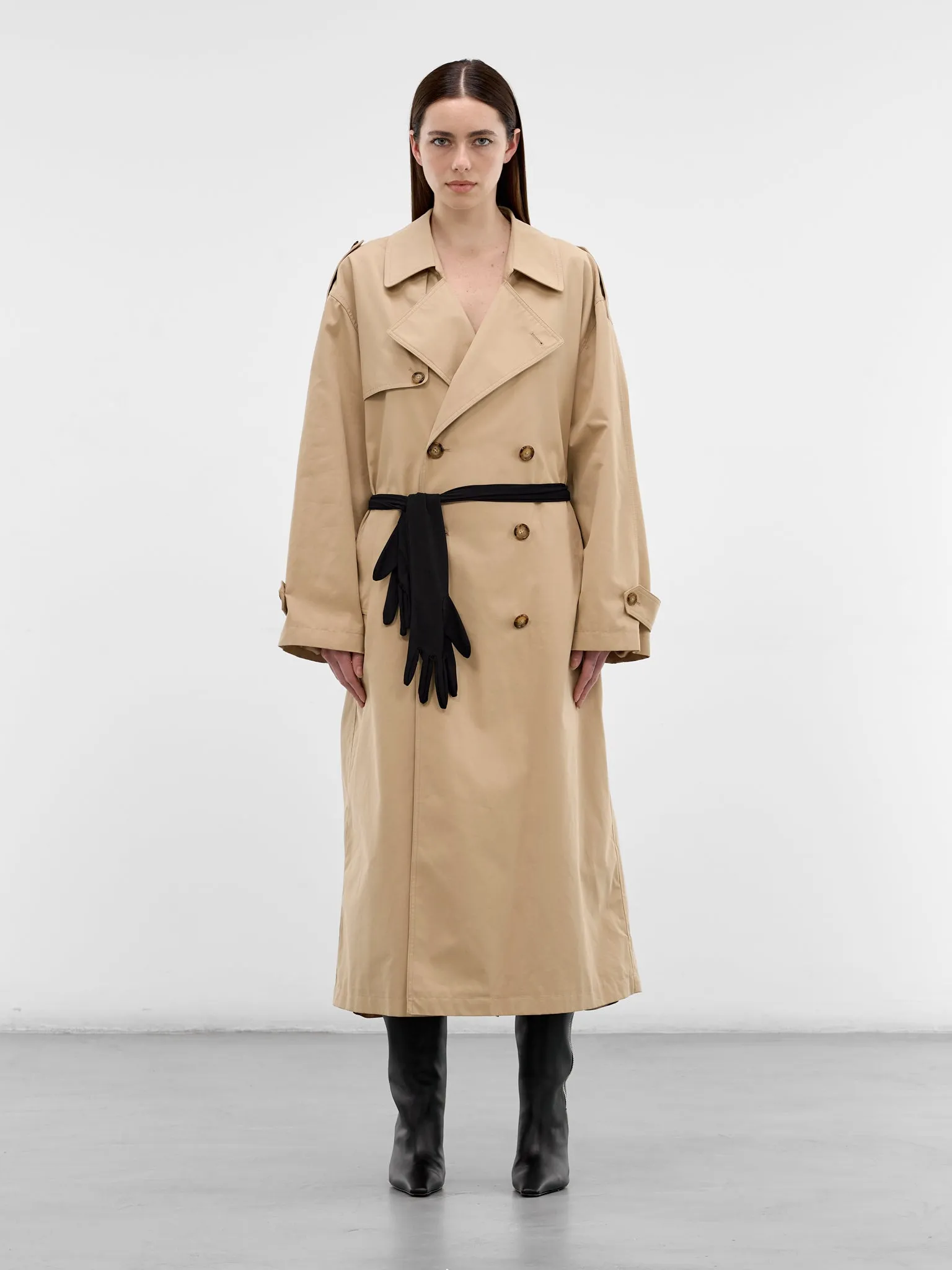 Beige Glove Belted Trench Coat (S52AH0084-M35368-154-BEIGE) sold by lorenzo