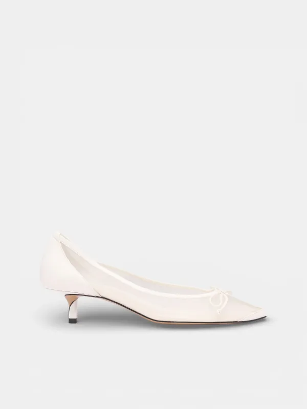 White Mesh Low Tourini Heels (F0W00179AW00661-WHITE) made by Jacquemus