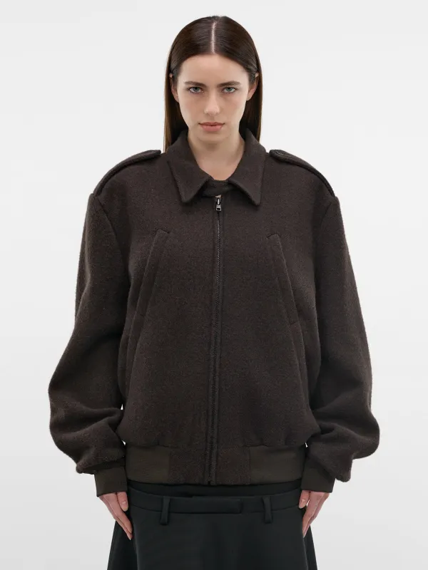 Brown Oversized Zip Jacket (S62AN0169-M35635-BROWN) made by Maison Margiela