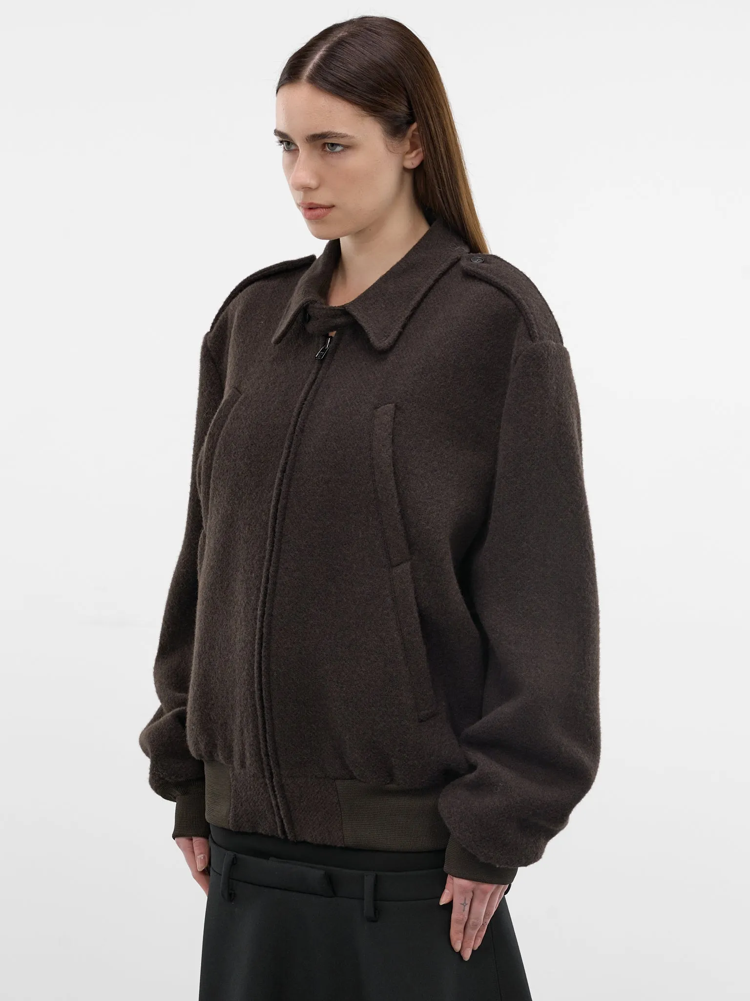 Brown Oversized Zip Jacket (S62AN0169-M35635-BROWN) sold by lorenzo product image thumbnail 2