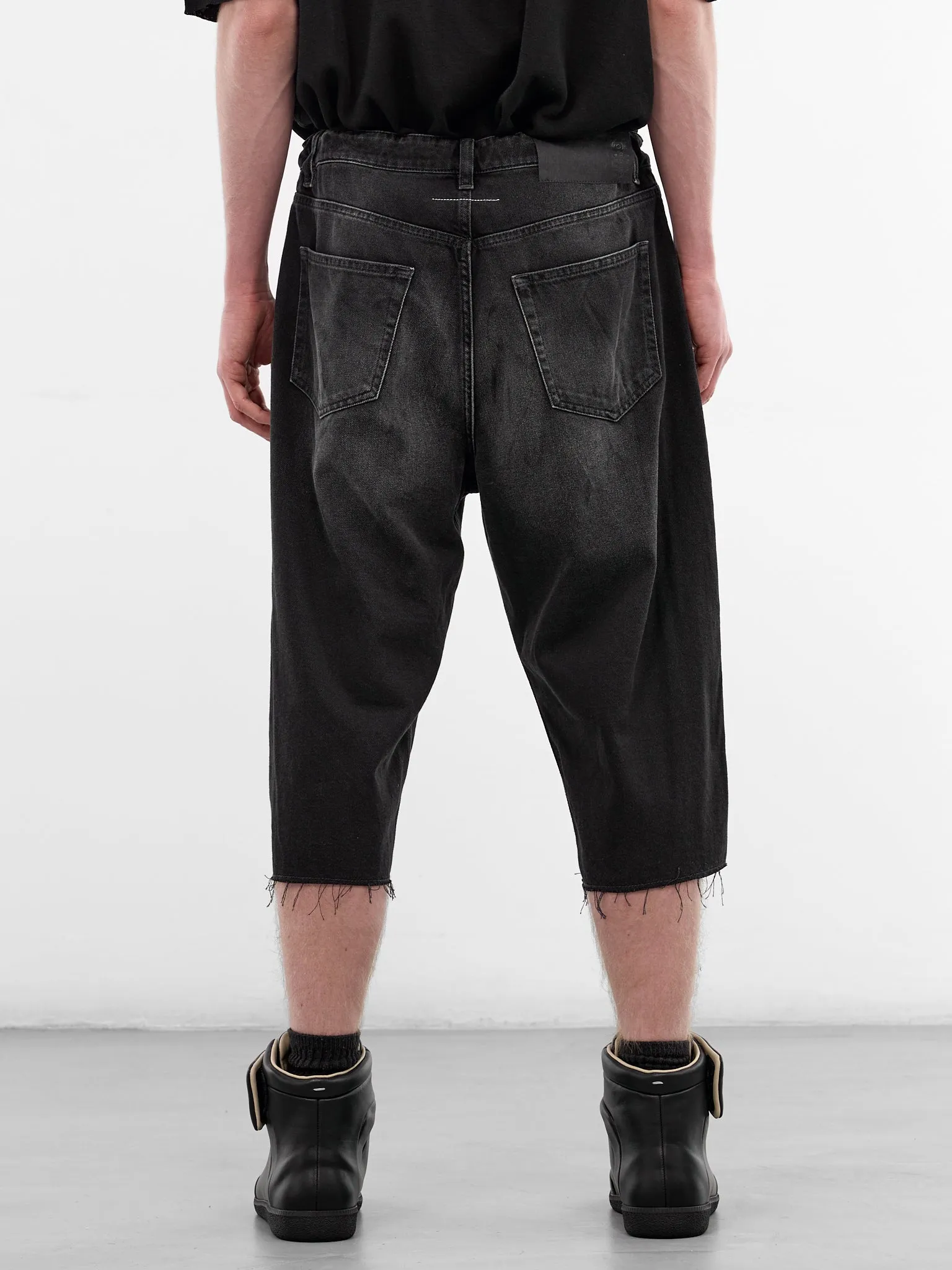 Black Denim Cut-Off Drawstring Shorts (SH0MU0014-M30064-961-BLACK) sold by lorenzo product image thumbnail 3