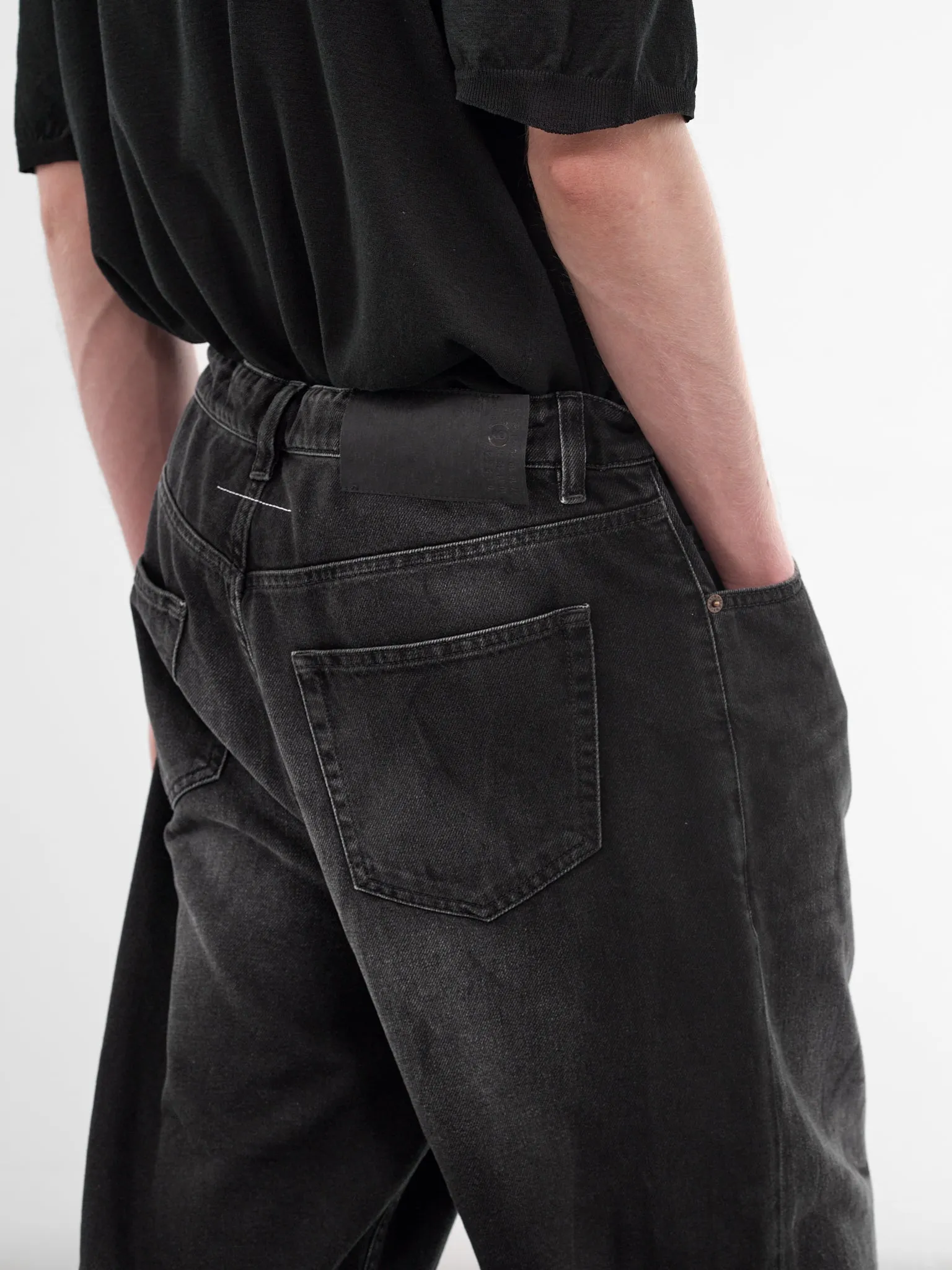 Black Denim Cut-Off Drawstring Shorts (SH0MU0014-M30064-961-BLACK) sold by lorenzo product image thumbnail 4