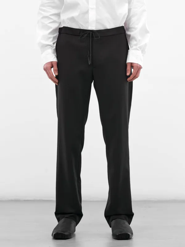 Black Wool Drawstring Pants (S50KA0388-S47782-900-BLACK) sold by lorenzo