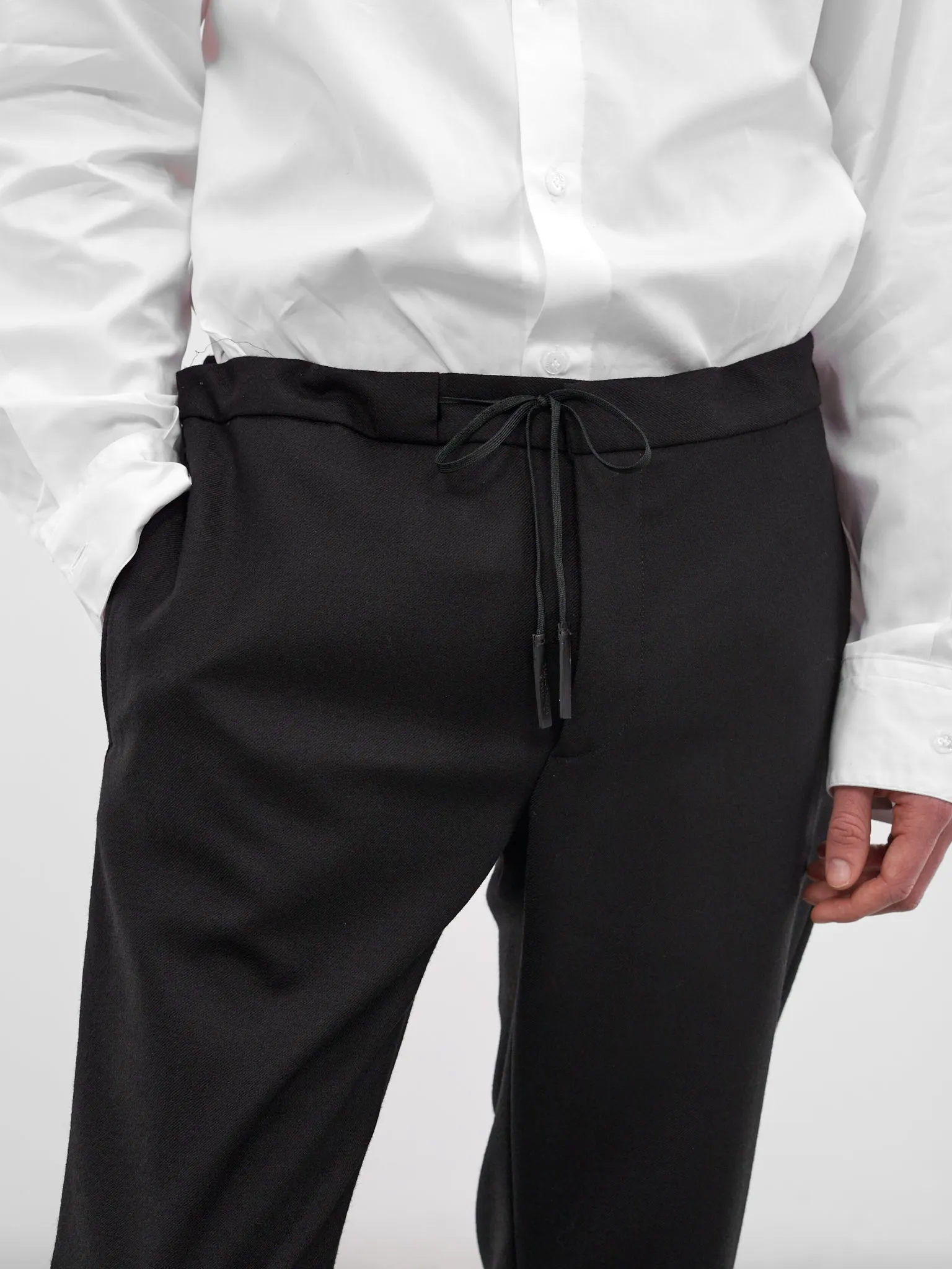 Black Wool Drawstring Pants (S50KA0388-S47782-900-BLACK) sold by lorenzo product image thumbnail 5