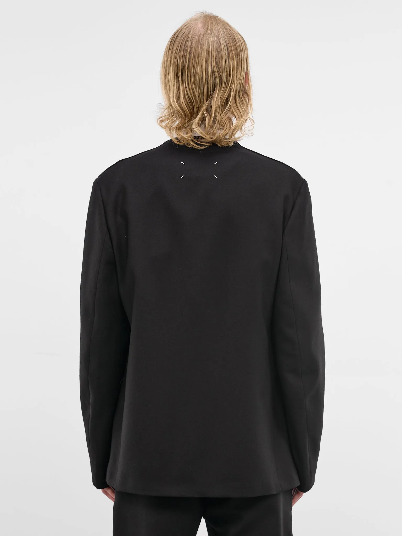 Black Wool Collarless Blazer (S50BN0318-S47782-900-BLACK) sold by lorenzo product image thumbnail 3