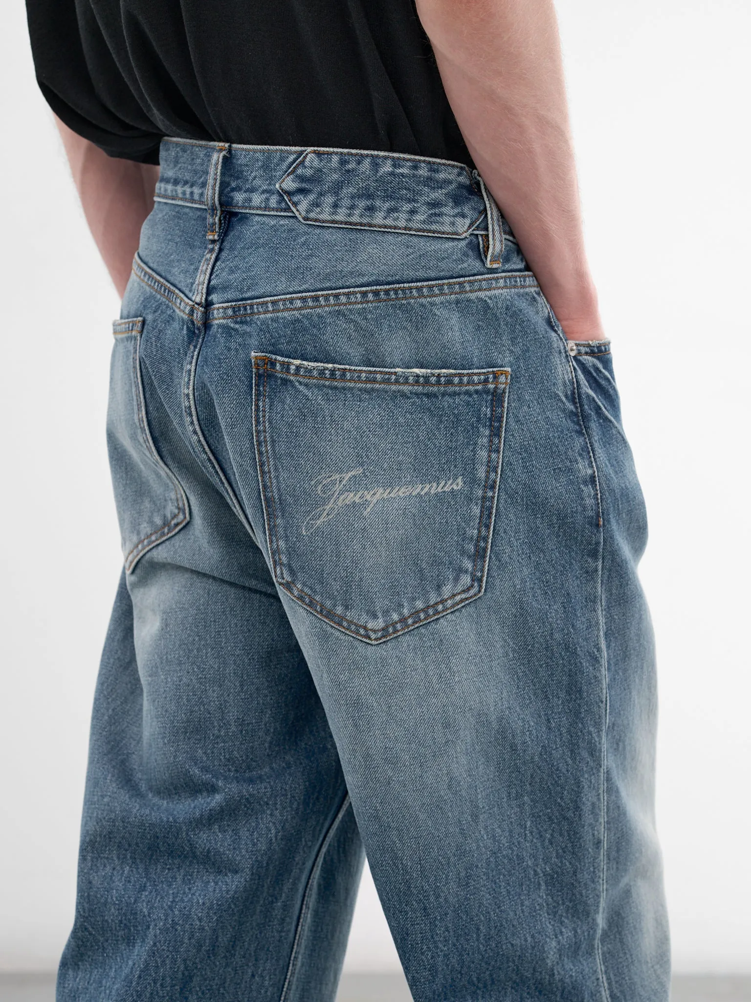 Blue Denim Droit Baggy Jeans (PAM00028AD00038-BLUE-TABAC) sold by lorenzo product image thumbnail 5