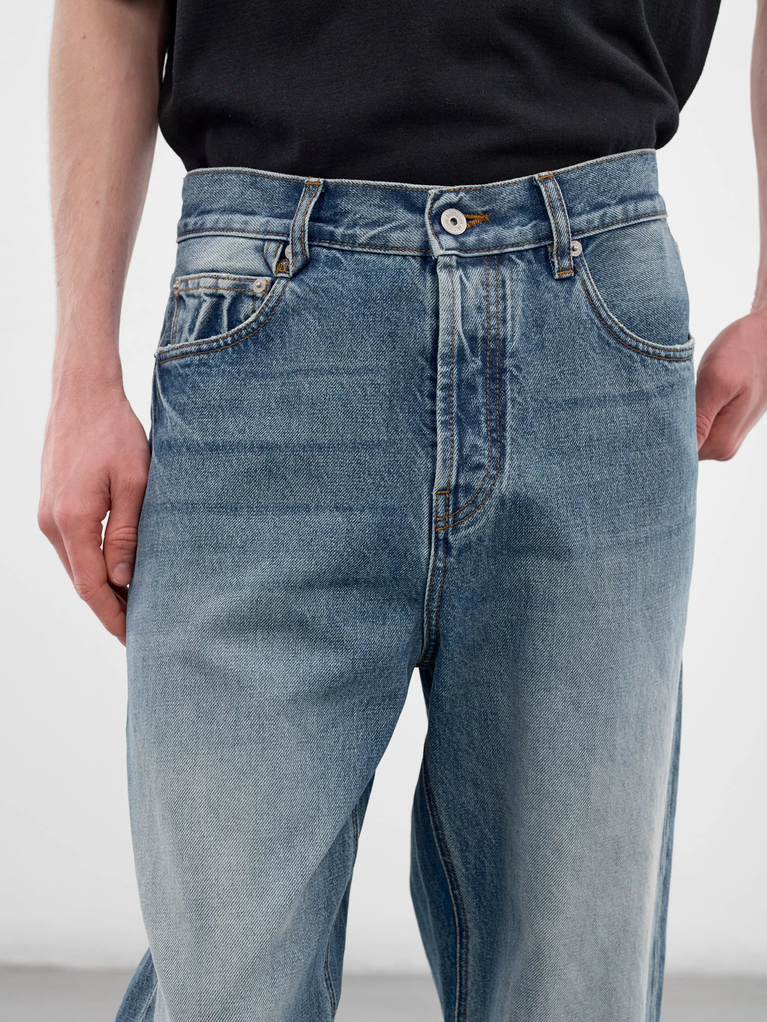 Blue Denim Droit Baggy Jeans (PAM00028AD00038-BLUE-TABAC) sold by lorenzo product image thumbnail 4