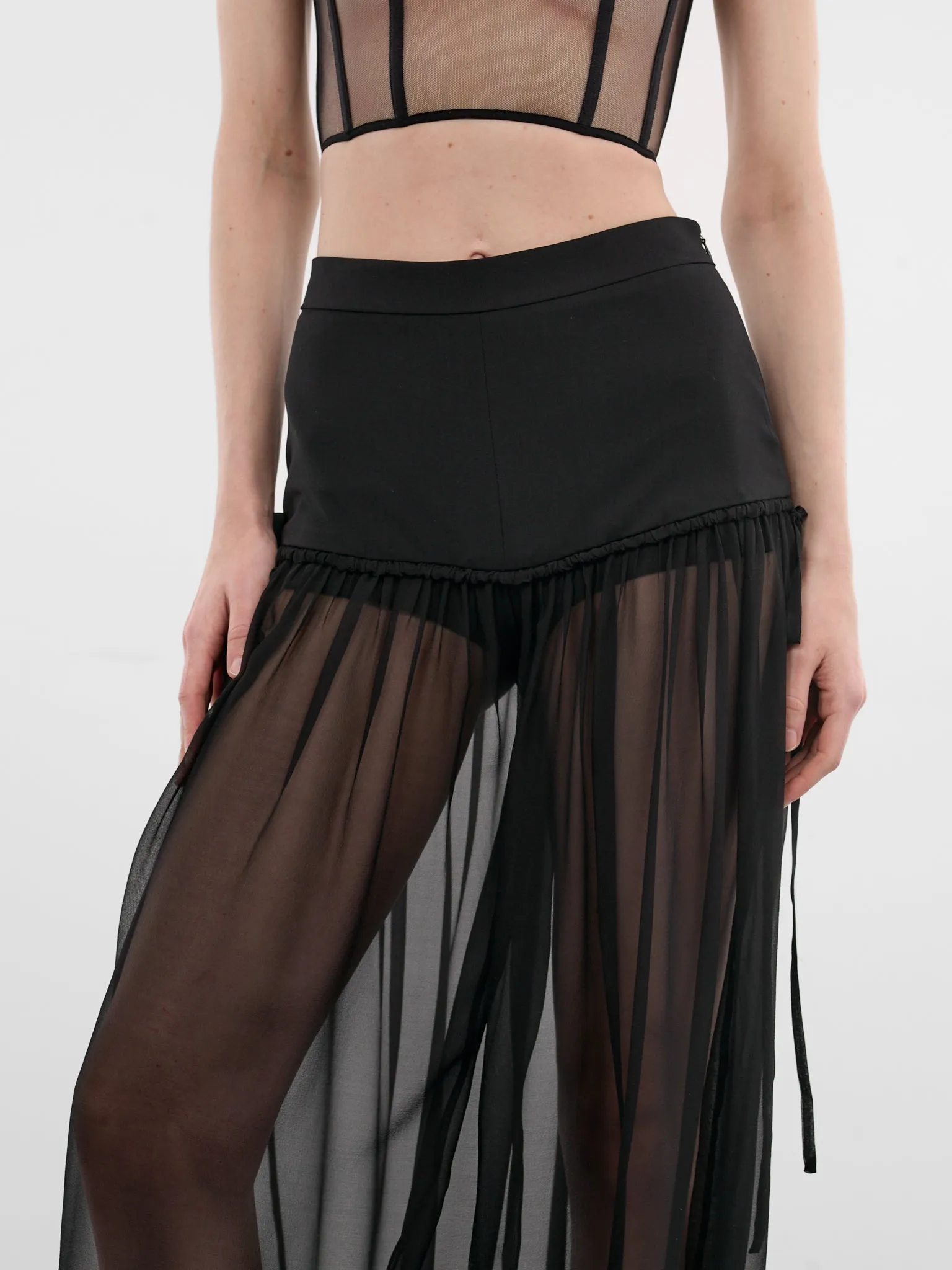 Black Silk & Wool Harem Trousers (ND-TRS084-3000-100-BLACK) sold by lorenzo product image thumbnail 4