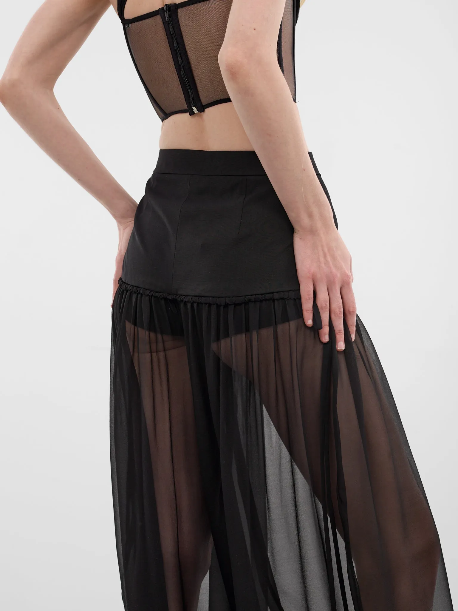 Black Silk & Wool Harem Trousers (ND-TRS084-3000-100-BLACK) sold by lorenzo product image thumbnail 5