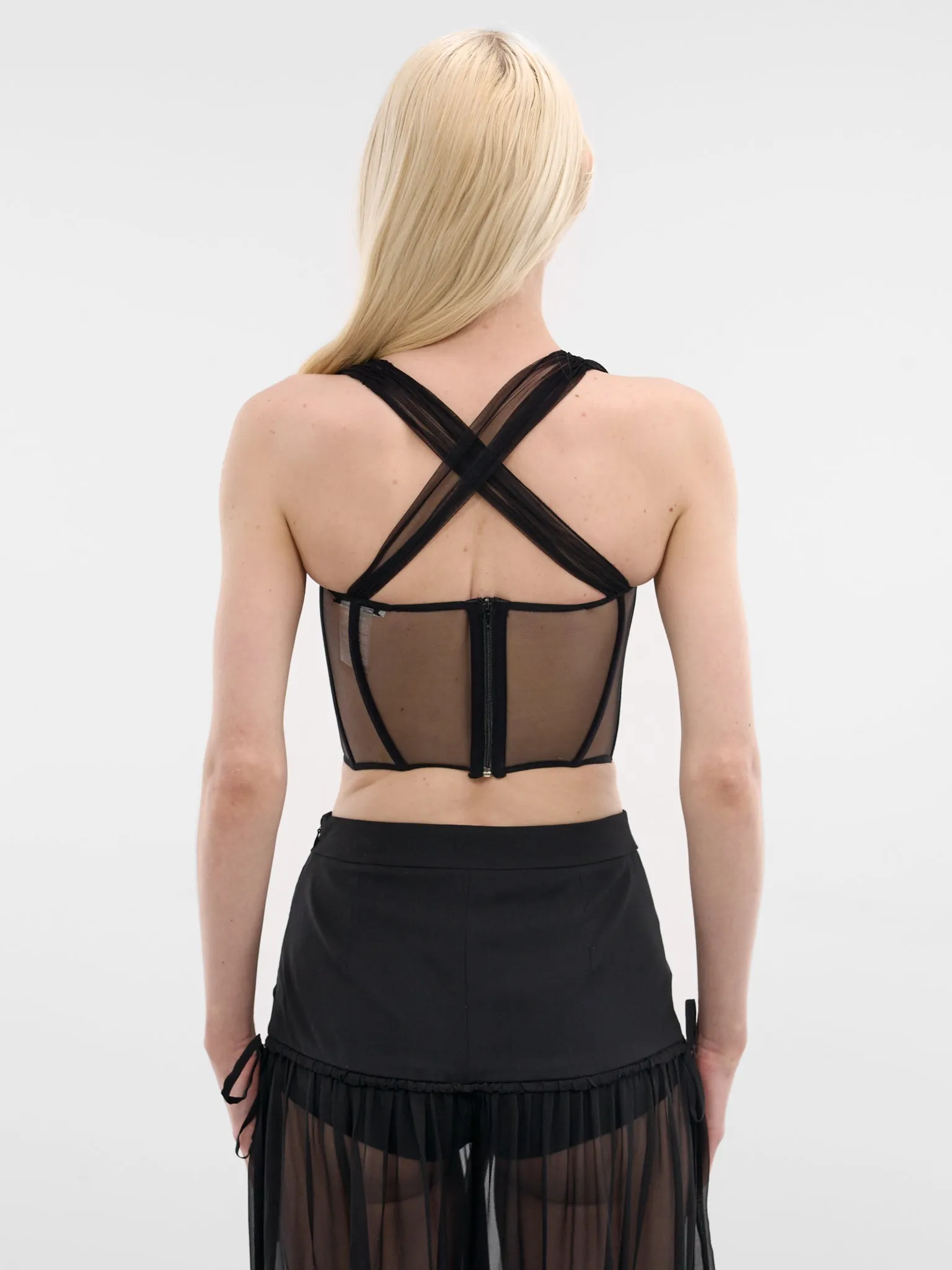 Black Padded Bra Tulle Bustier (ND-TOP107-2003-100-BLACK) sold by lorenzo product image thumbnail 3