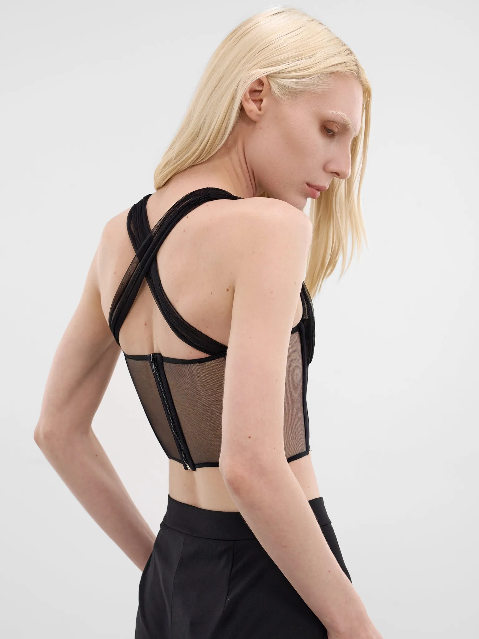 Black Padded Bra Tulle Bustier (ND-TOP107-2003-100-BLACK) sold by lorenzo product image thumbnail 5