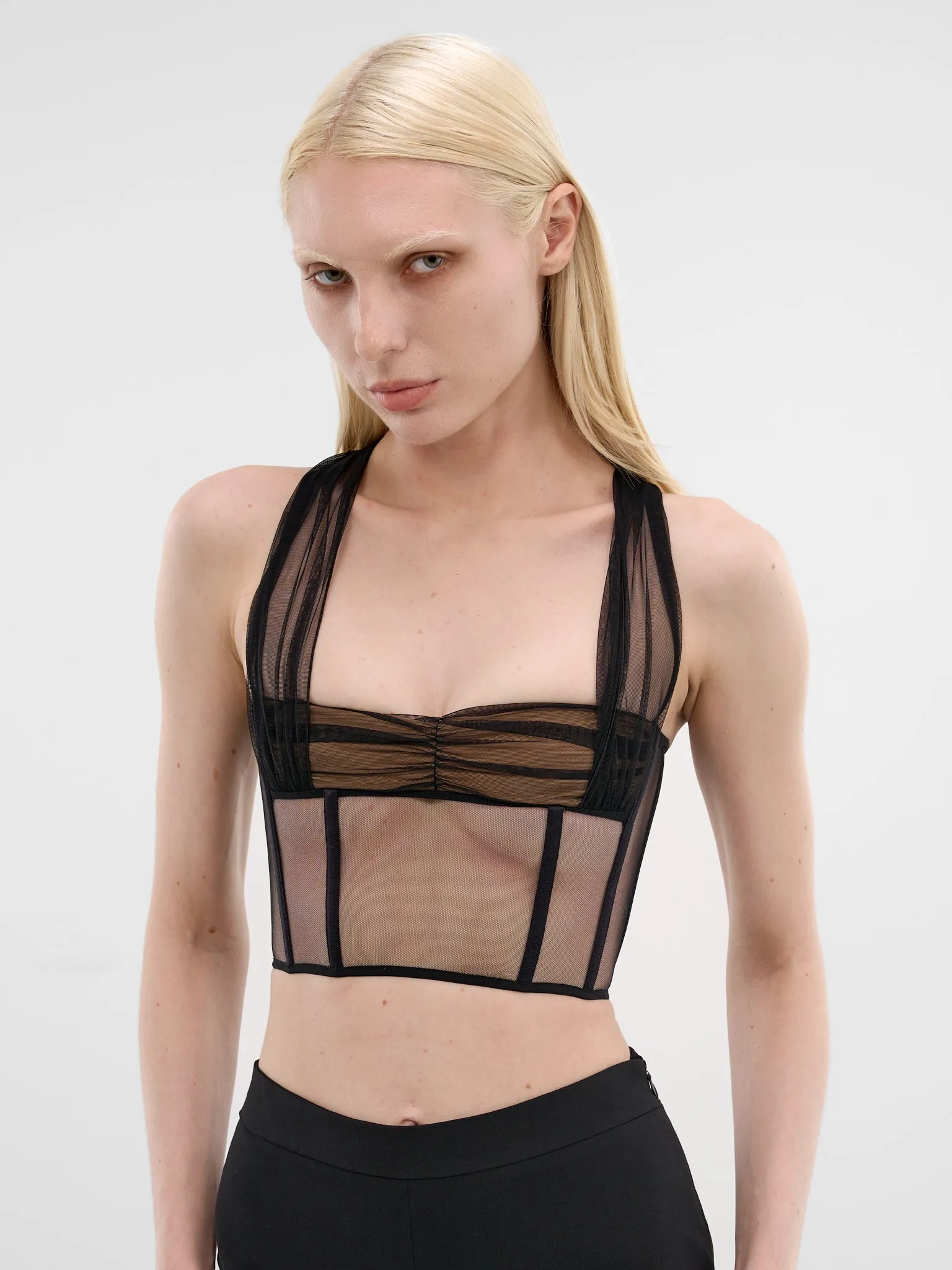 Black Padded Bra Tulle Bustier (ND-TOP107-2003-100-BLACK) sold by lorenzo product image thumbnail 4