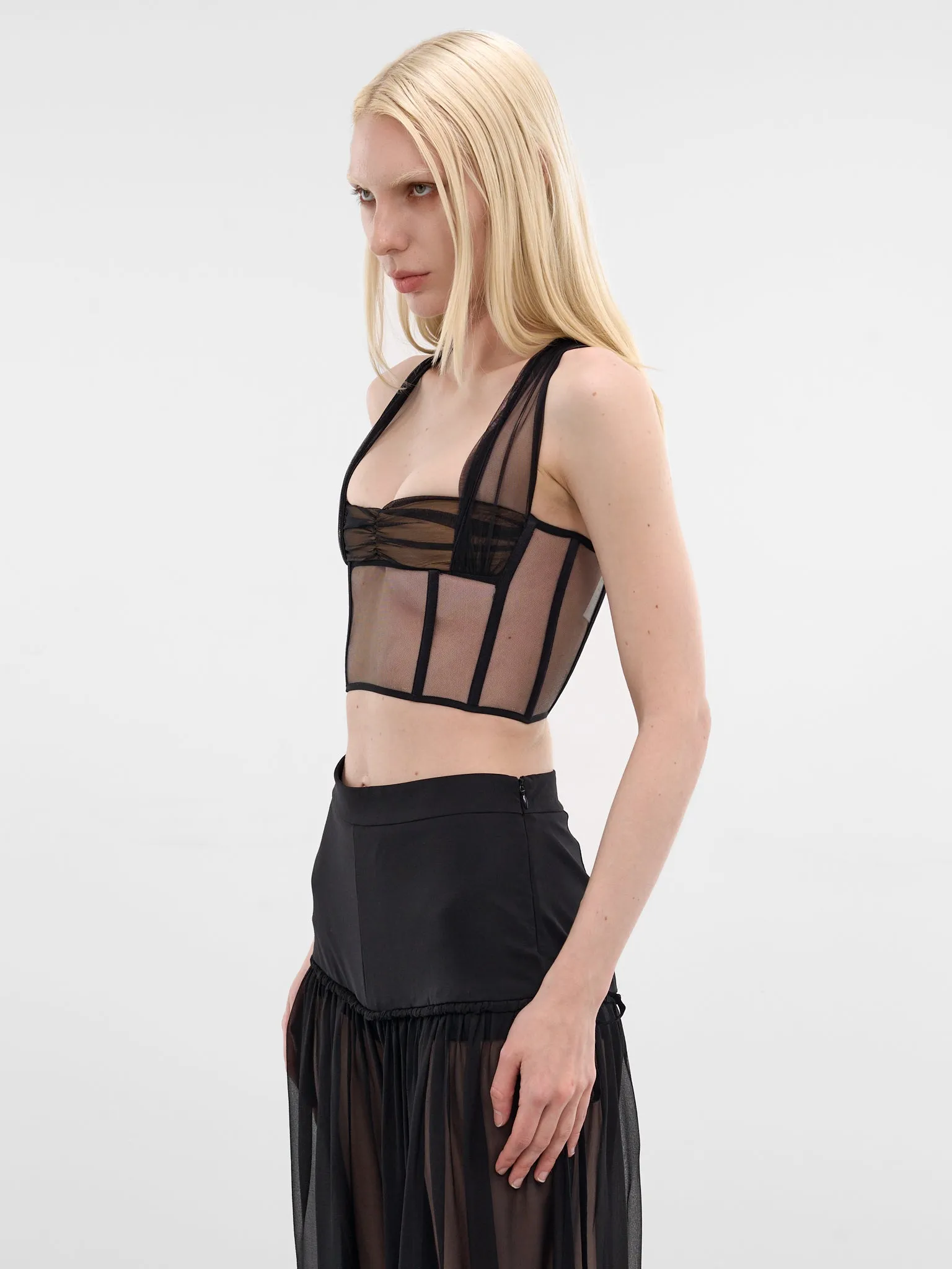 Black Padded Bra Tulle Bustier (ND-TOP107-2003-100-BLACK) sold by lorenzo product image thumbnail 2