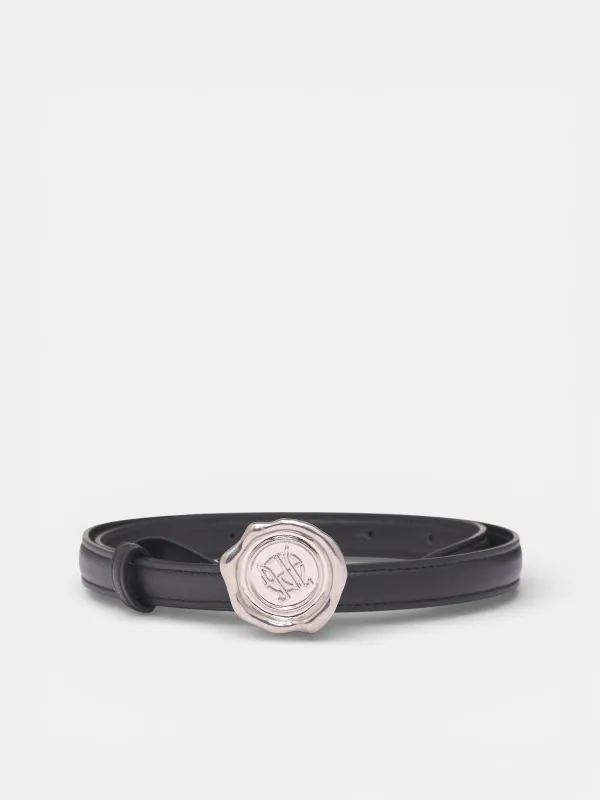 Wax Seal Buckle Leather Belt (26/01-U-AC072-L047-00-BLACK) made by Jean Paul Gaultier