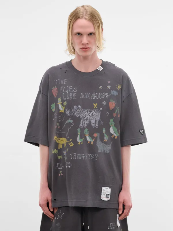 Black Oversized Scribble Graphic Tee (J16TS831-BLACK) sold by lorenzo