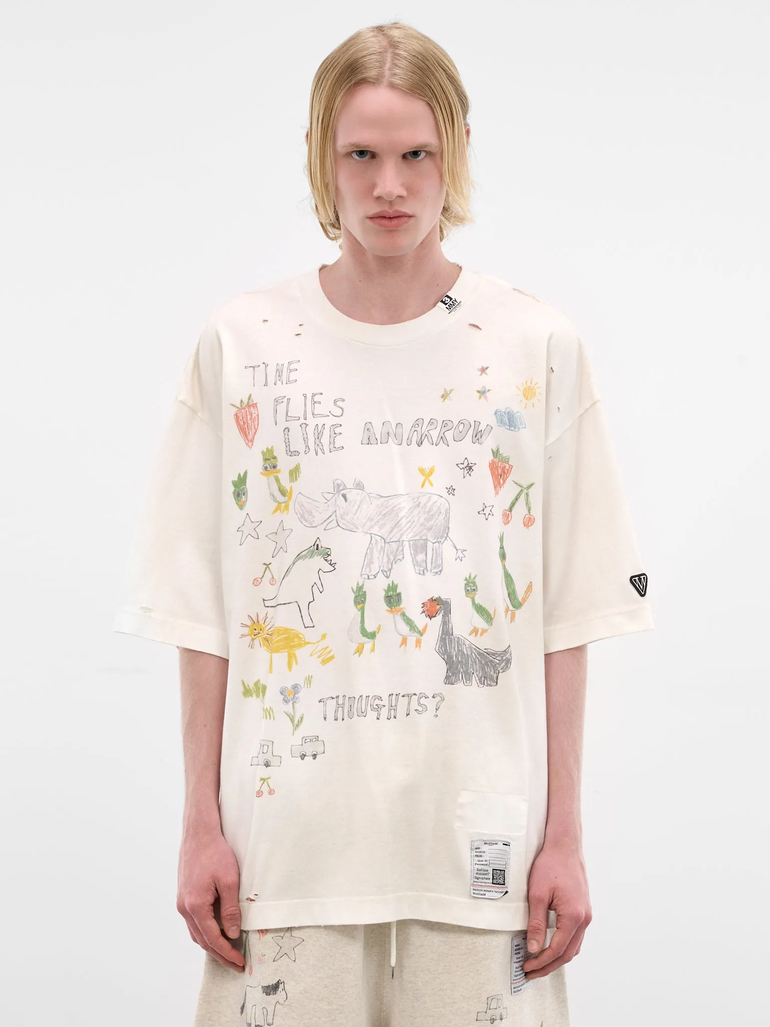 White Oversized Scribble Graphic Tee (J16TS831-WHITE) sold by lorenzo