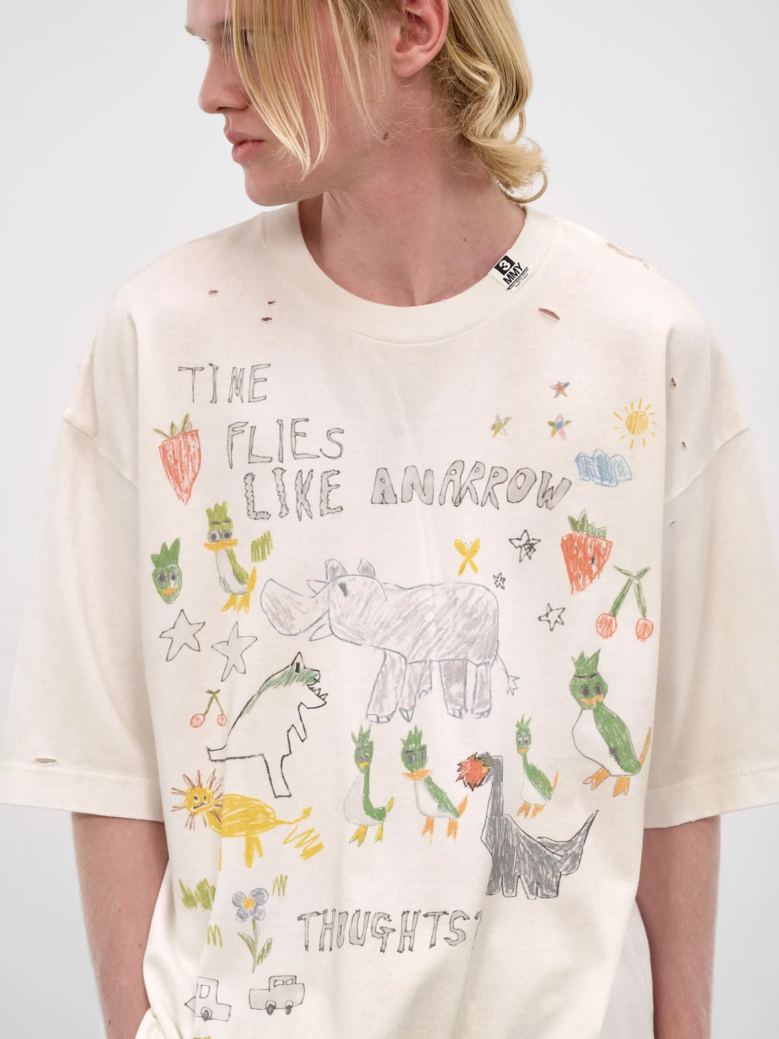 White Oversized Scribble Graphic Tee (J16TS831-WHITE) sold by lorenzo product image thumbnail 5