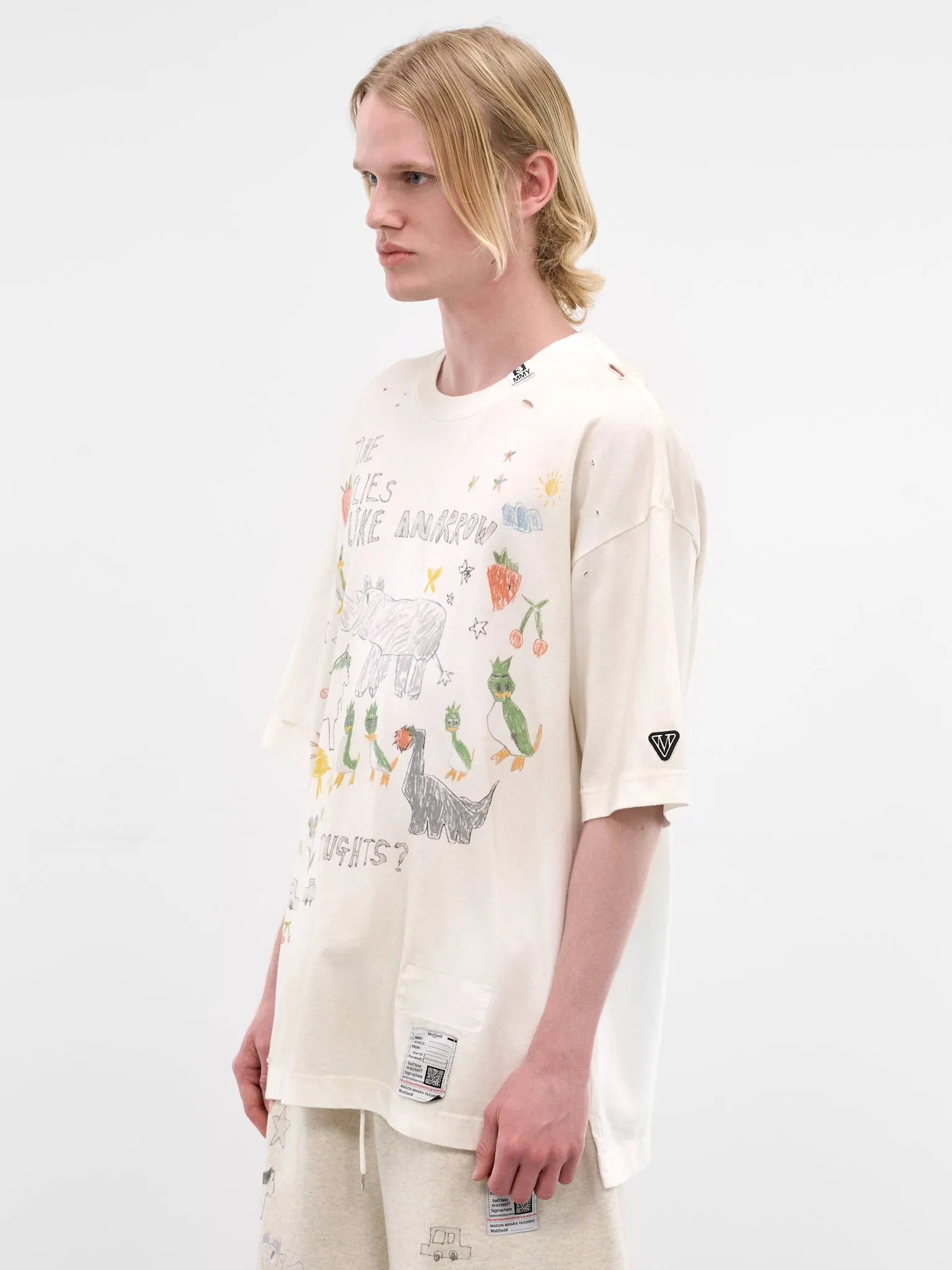 White Oversized Scribble Graphic Tee (J16TS831-WHITE) sold by lorenzo product image thumbnail 2