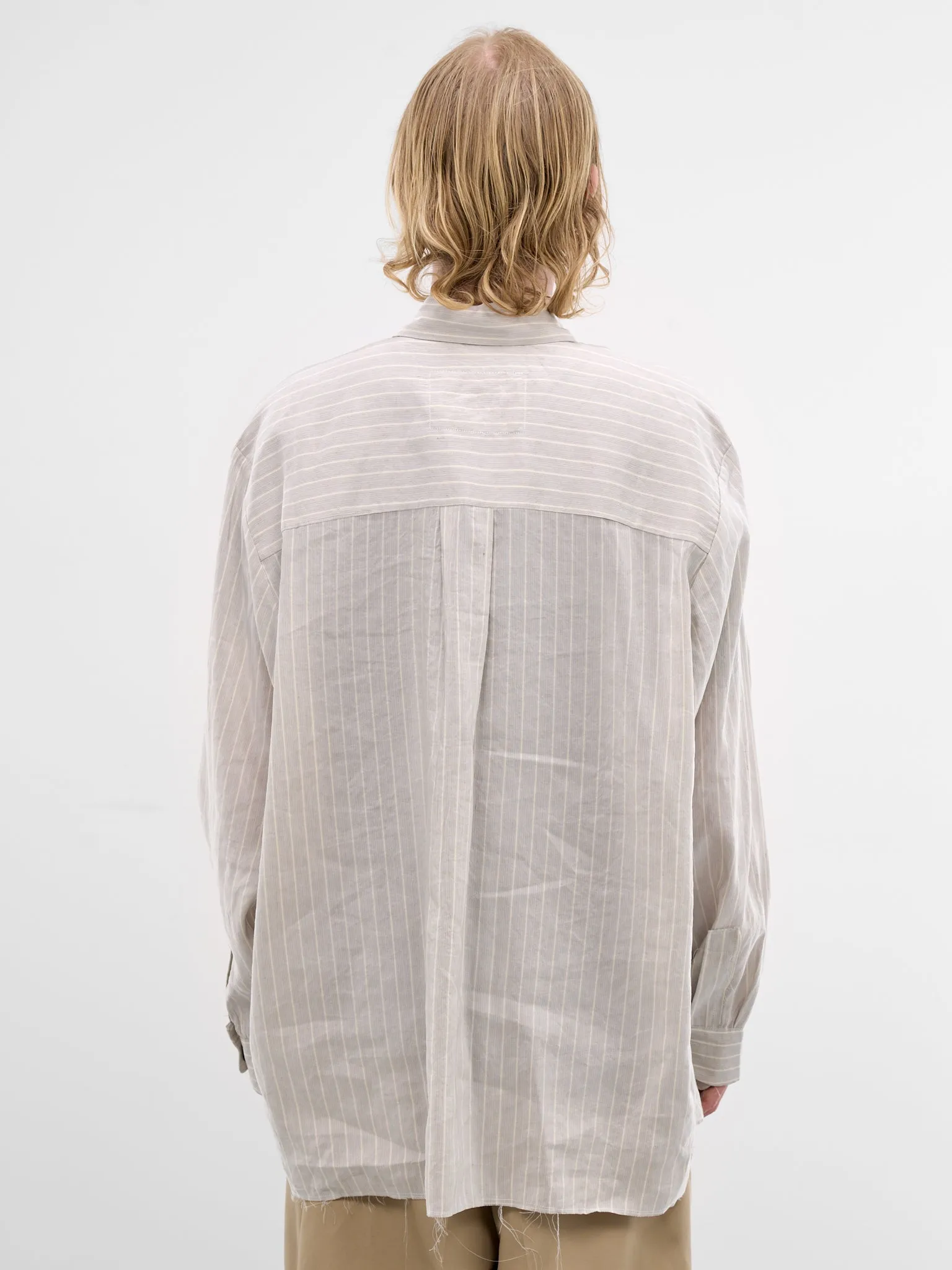 Gray Linen Striped Velcro Shirt (CF-21-04-04-04-GREY-WHITE-STRI) sold by lorenzo product image thumbnail 3
