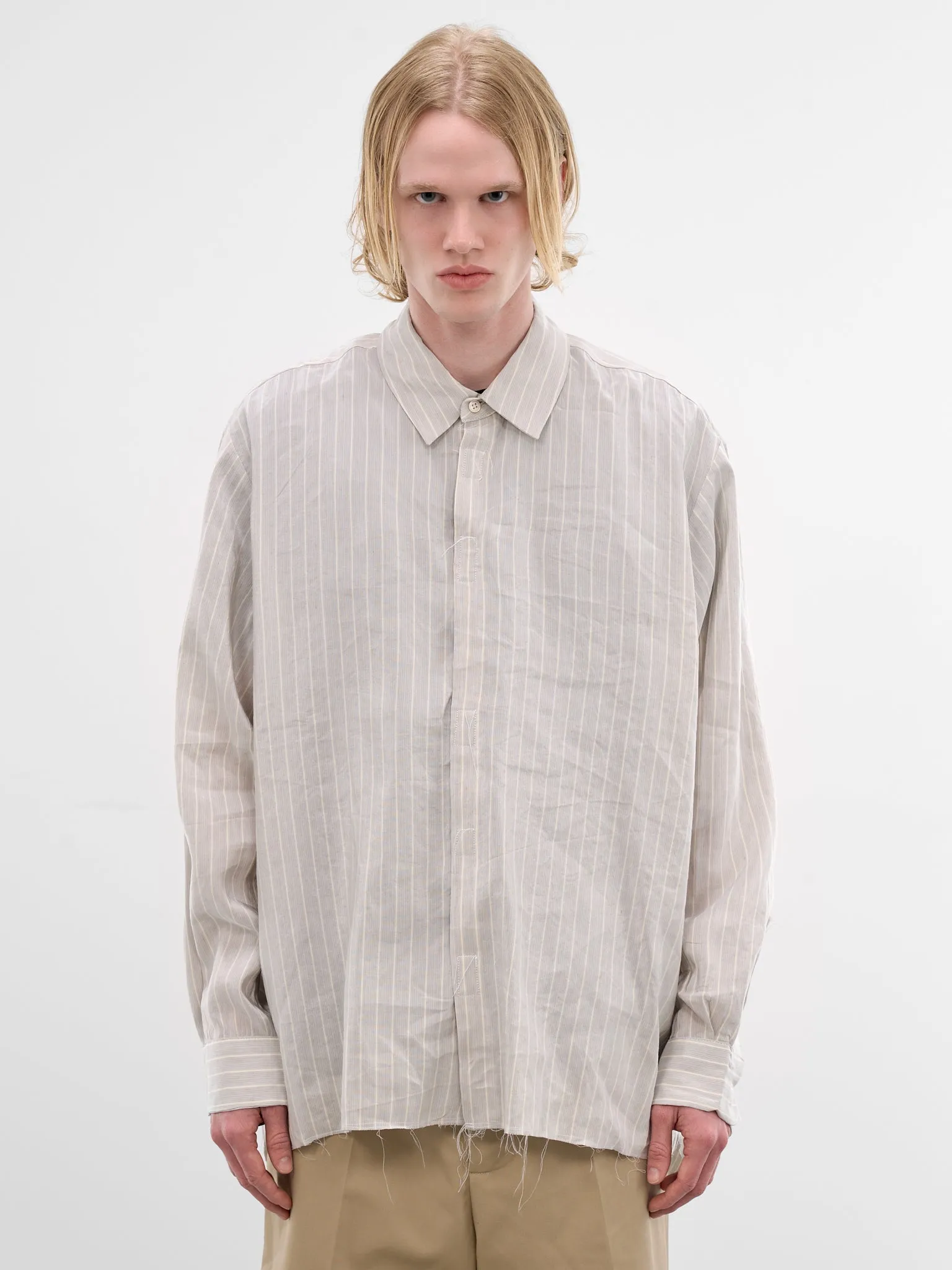 Gray Linen Striped Velcro Shirt (CF-21-04-04-04-GREY-WHITE-STRI) sold by lorenzo