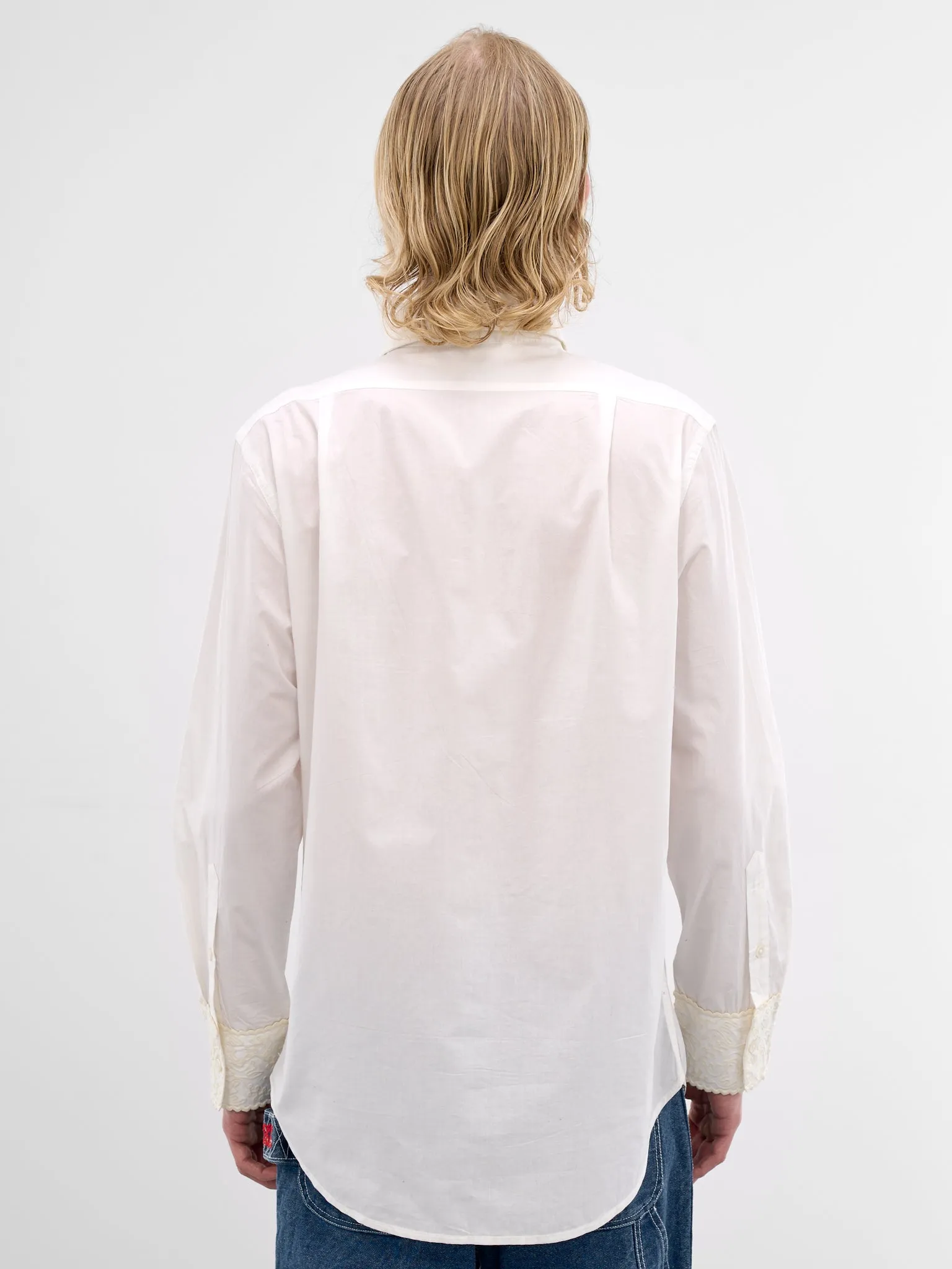 White Closerie Embroidered Tuxedo Shirt (MRS26SH008-ECRU) sold by lorenzo product image thumbnail 3