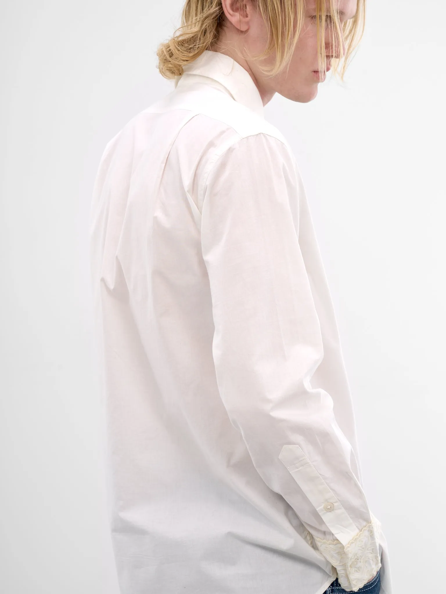 White Closerie Embroidered Tuxedo Shirt (MRS26SH008-ECRU) sold by lorenzo product image thumbnail 5