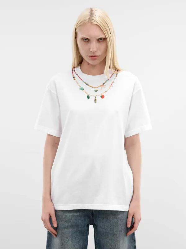 White Trompe L'oeil Necklace Tee (UC1F2803-WHITE) made by Undercover