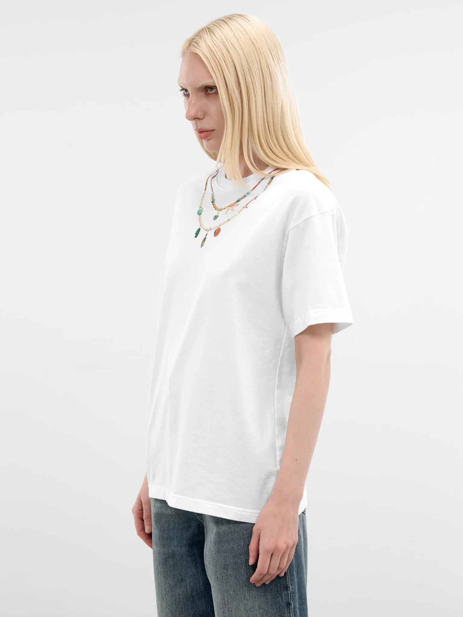 White Trompe L'oeil Necklace Tee (UC1F2803-WHITE) sold by lorenzo product image thumbnail 2