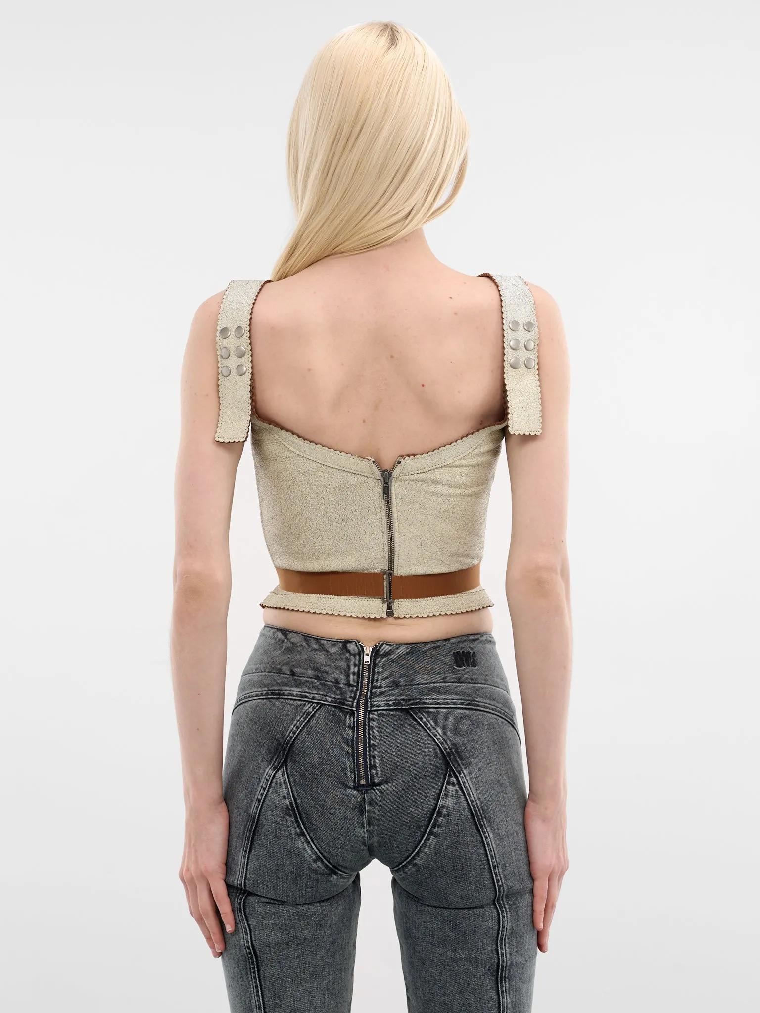 Scallop Nappa Lamb Leather Corset (SCACO0IV-IVORY) sold by lorenzo product image thumbnail 3