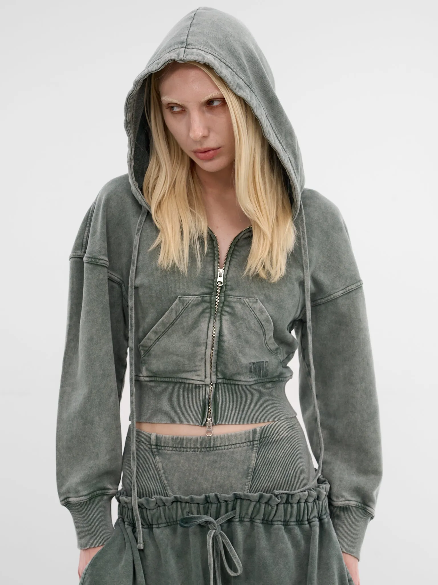 Haze Sage Cropped Cotton Hoodie (HAZHO0SA-SAGE) sold by lorenzo product image thumbnail 5