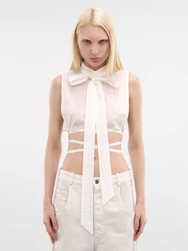 Cyra Foulard Plastron Crop Top (B0013809-FA026-002-NATURAL-WHI) made by Ann Demeulemeester