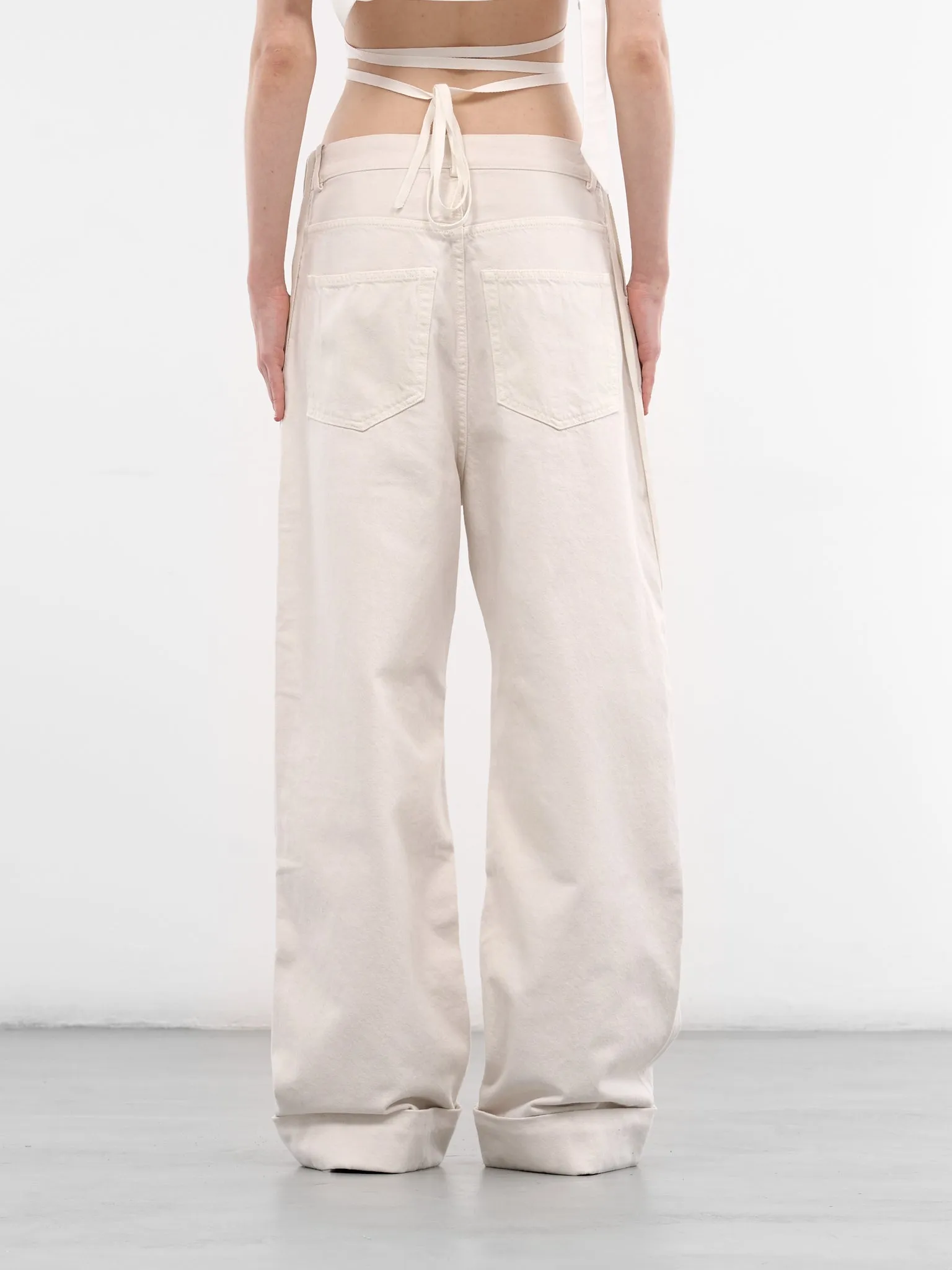 Kristel Ivory Cotton Baggy Trousers (B0010196-FA038-IVORY) sold by lorenzo product image thumbnail 3