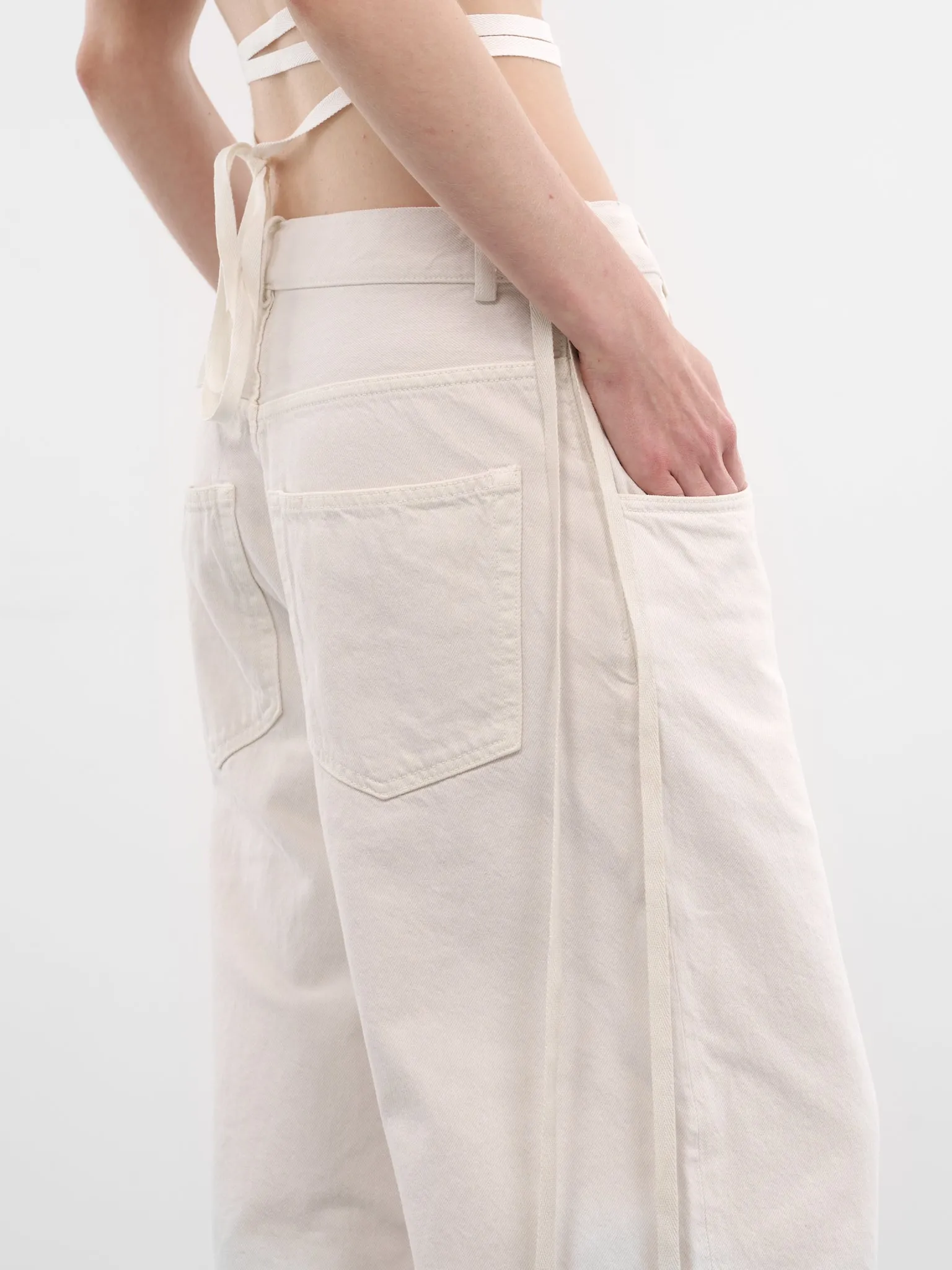 Kristel Ivory Cotton Baggy Trousers (B0010196-FA038-IVORY) sold by lorenzo product image thumbnail 4