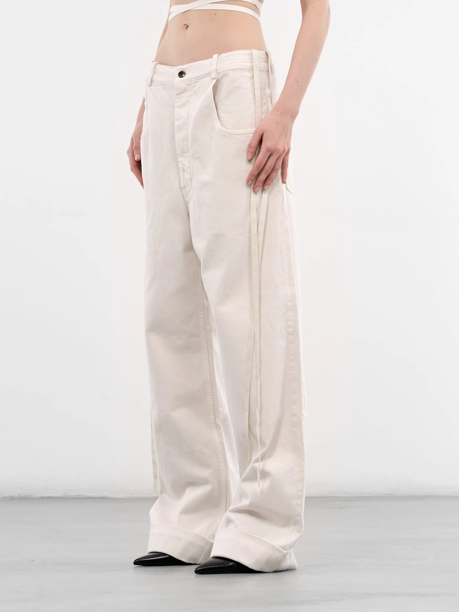 Kristel Ivory Cotton Baggy Trousers (B0010196-FA038-IVORY) sold by lorenzo product image thumbnail 2