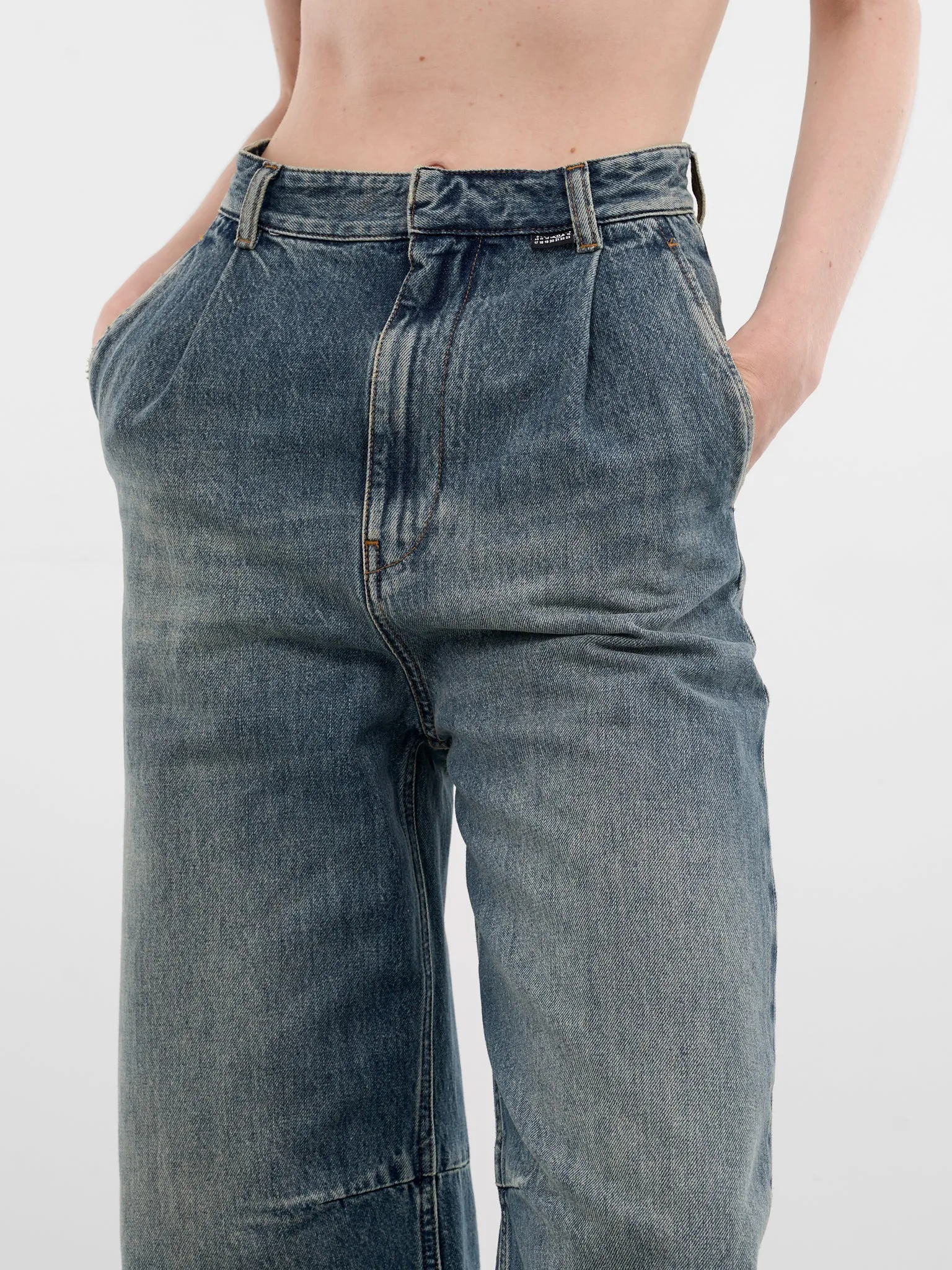 Blue Denim Wide Leg Jeans (S52LA0269-M30055-961-BLUE) sold by lorenzo product image thumbnail 5