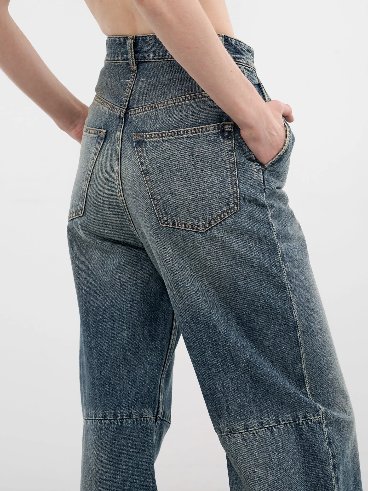 Blue Denim Wide Leg Jeans (S52LA0269-M30055-961-BLUE) sold by lorenzo product image thumbnail 4