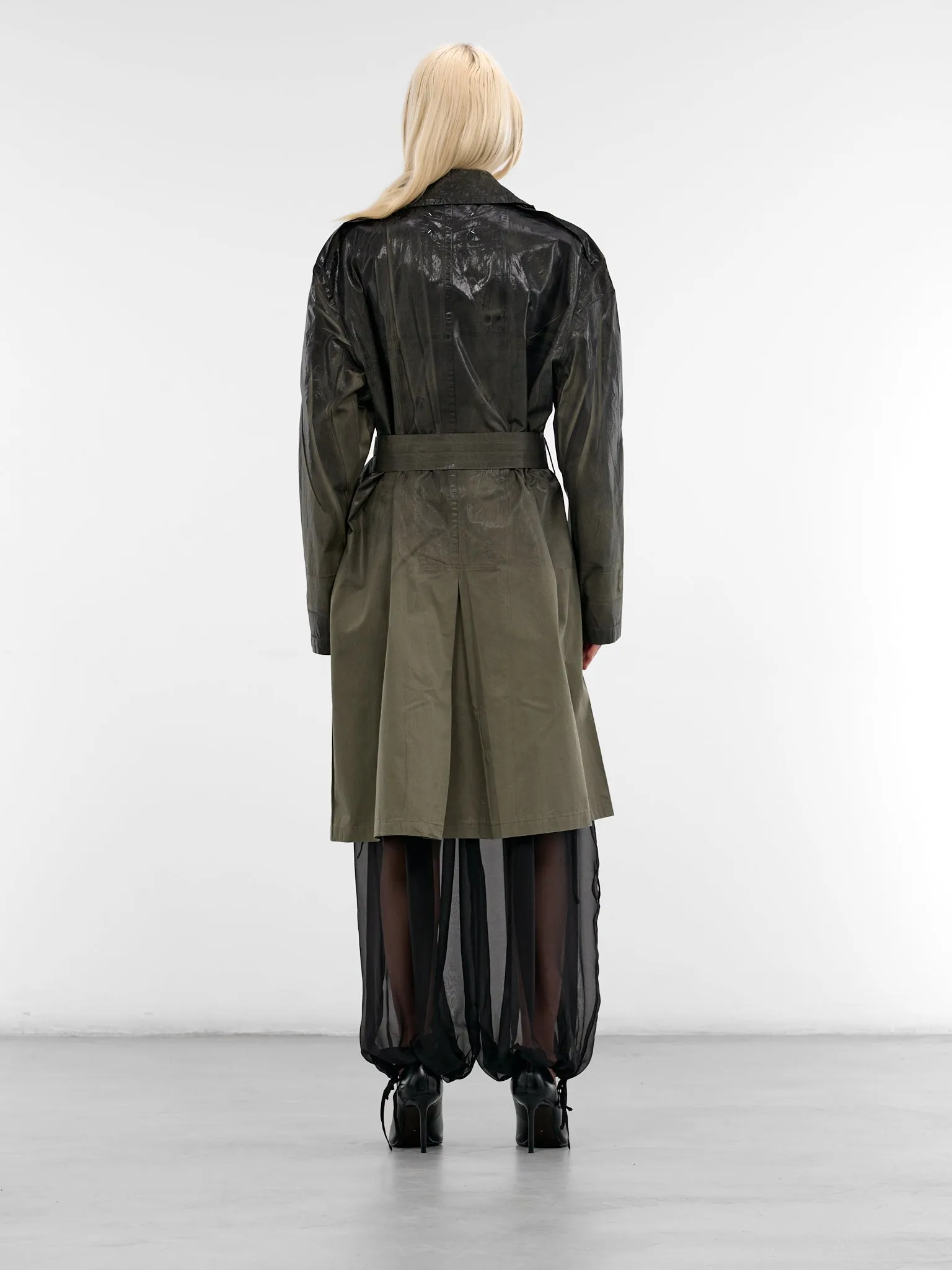 Gradient Coated Cotton Trench Coat (S51AH0208-M35783-694-ARMY-GREE) sold by lorenzo product image thumbnail 3