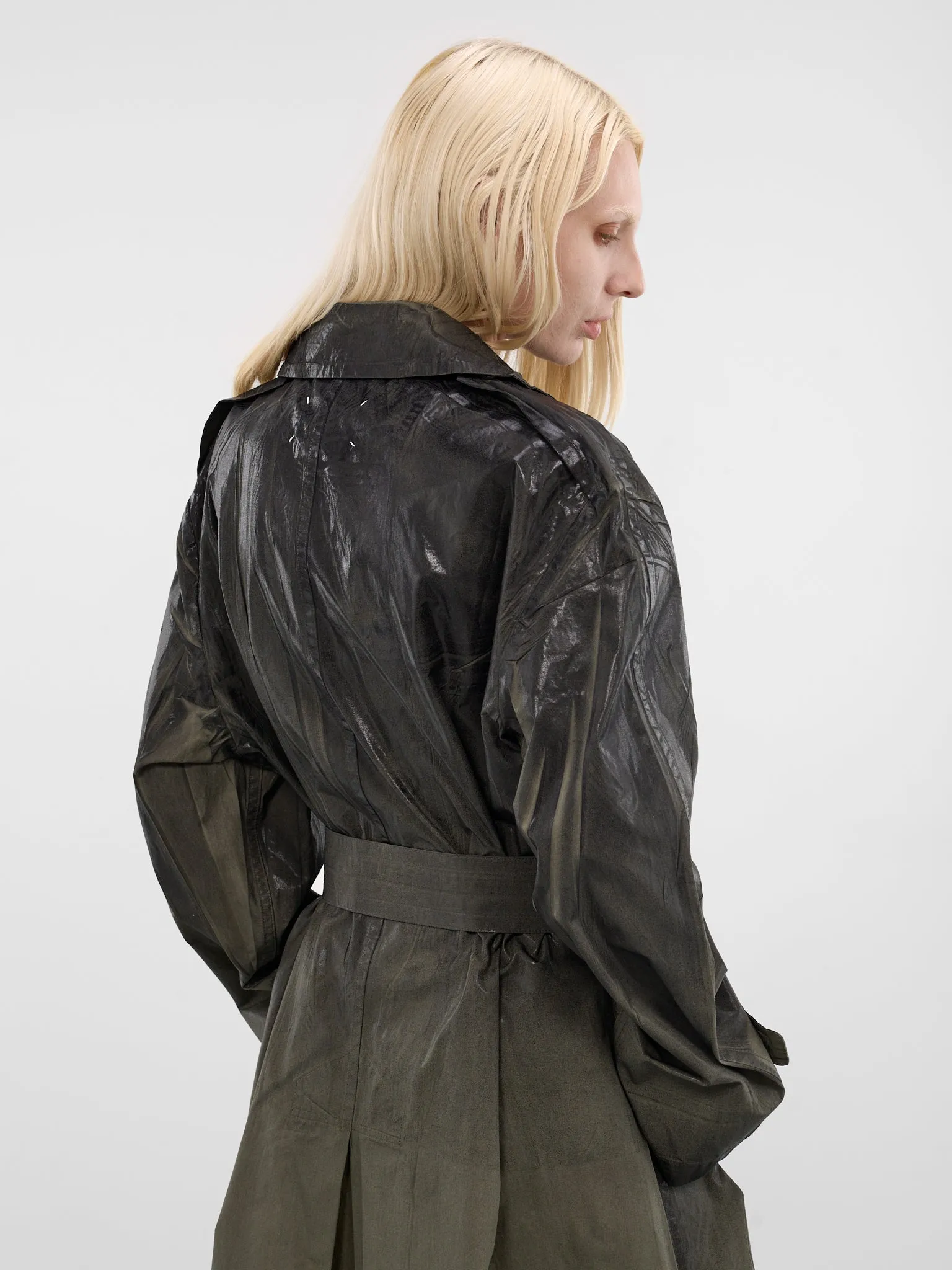 Gradient Coated Cotton Trench Coat (S51AH0208-M35783-694-ARMY-GREE) sold by lorenzo product image thumbnail 5