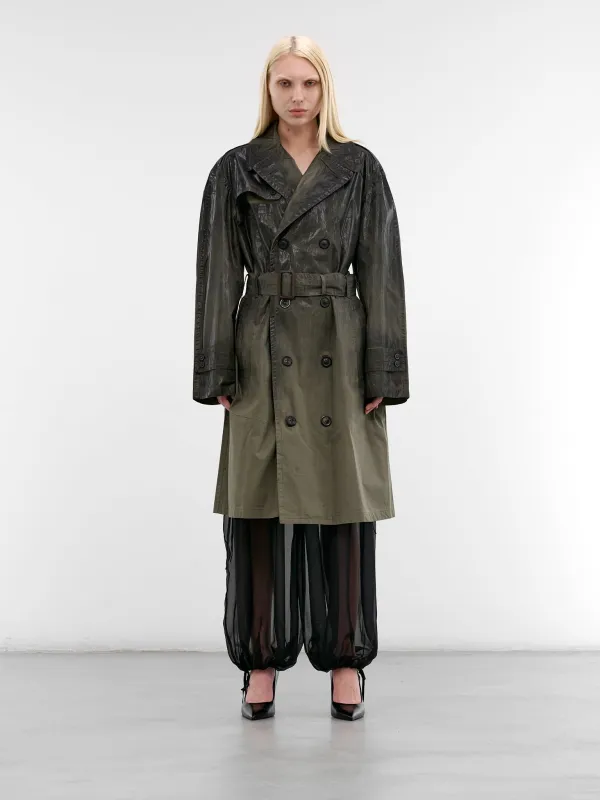 Gradient Coated Cotton Trench Coat (S51AH0208-M35783-694-ARMY-GREE) sold by lorenzo