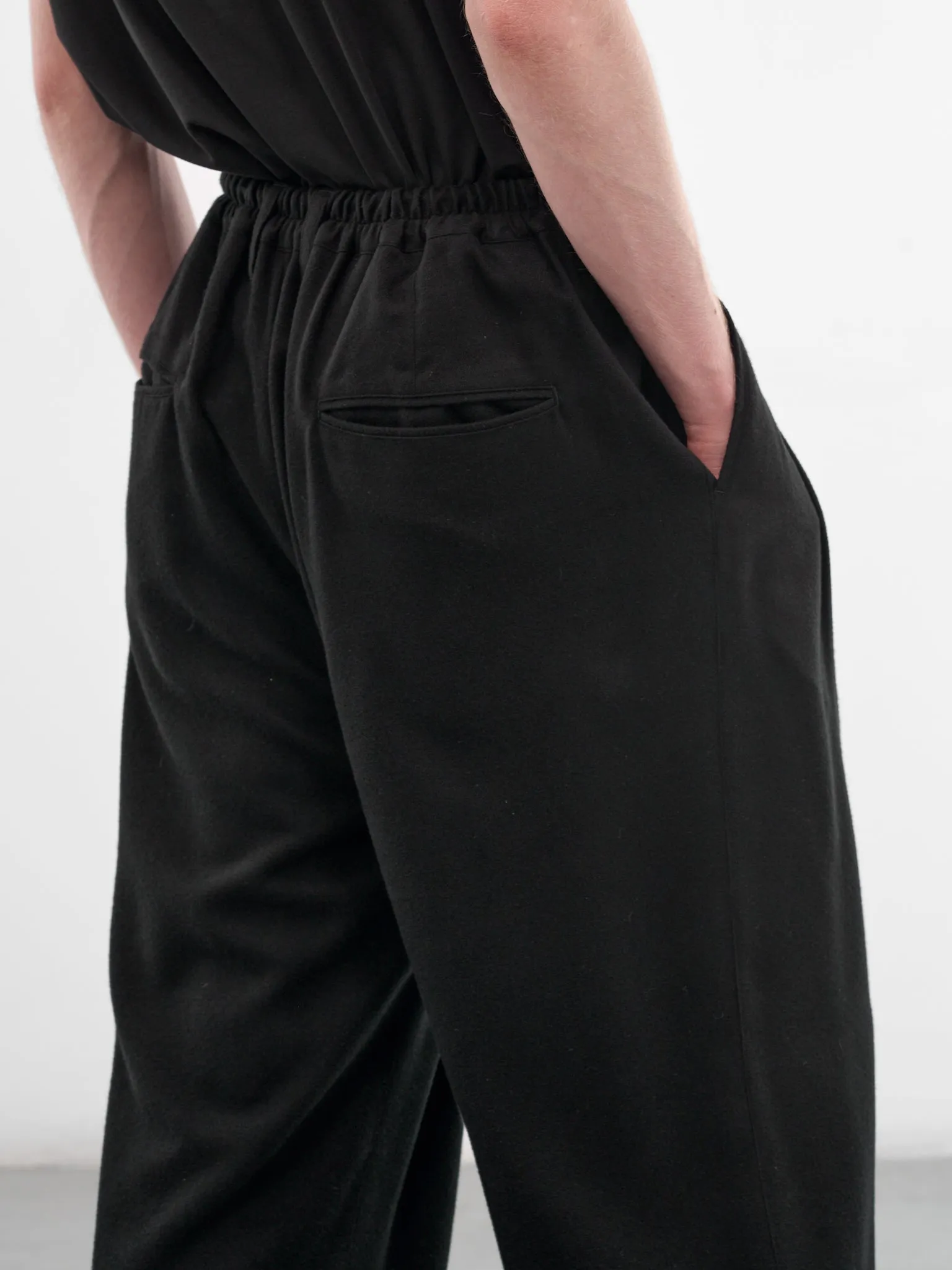 Black Silk-Rayon Pleated Trousers (ST-1441-BLACK) sold by lorenzo product image thumbnail 4