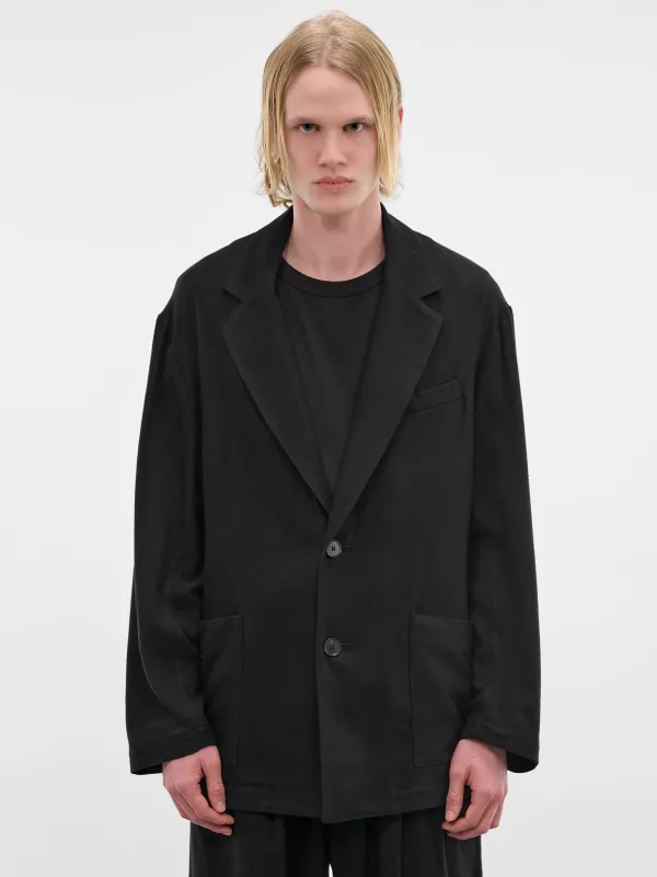 Black Silk-Rayon Relaxed Blazer (ST-1438-BLACK) sold by lorenzo