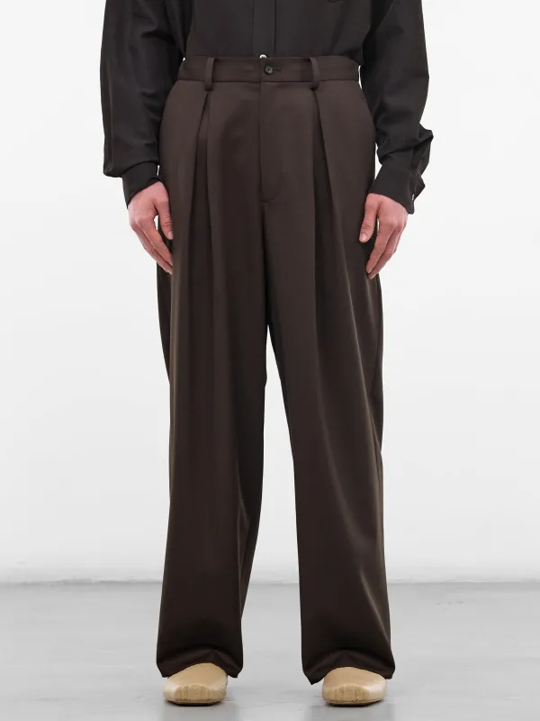 Khaki Pleated Wool Wide Trousers (ST-1428-MILITARY-KHAKI) made by ssstein