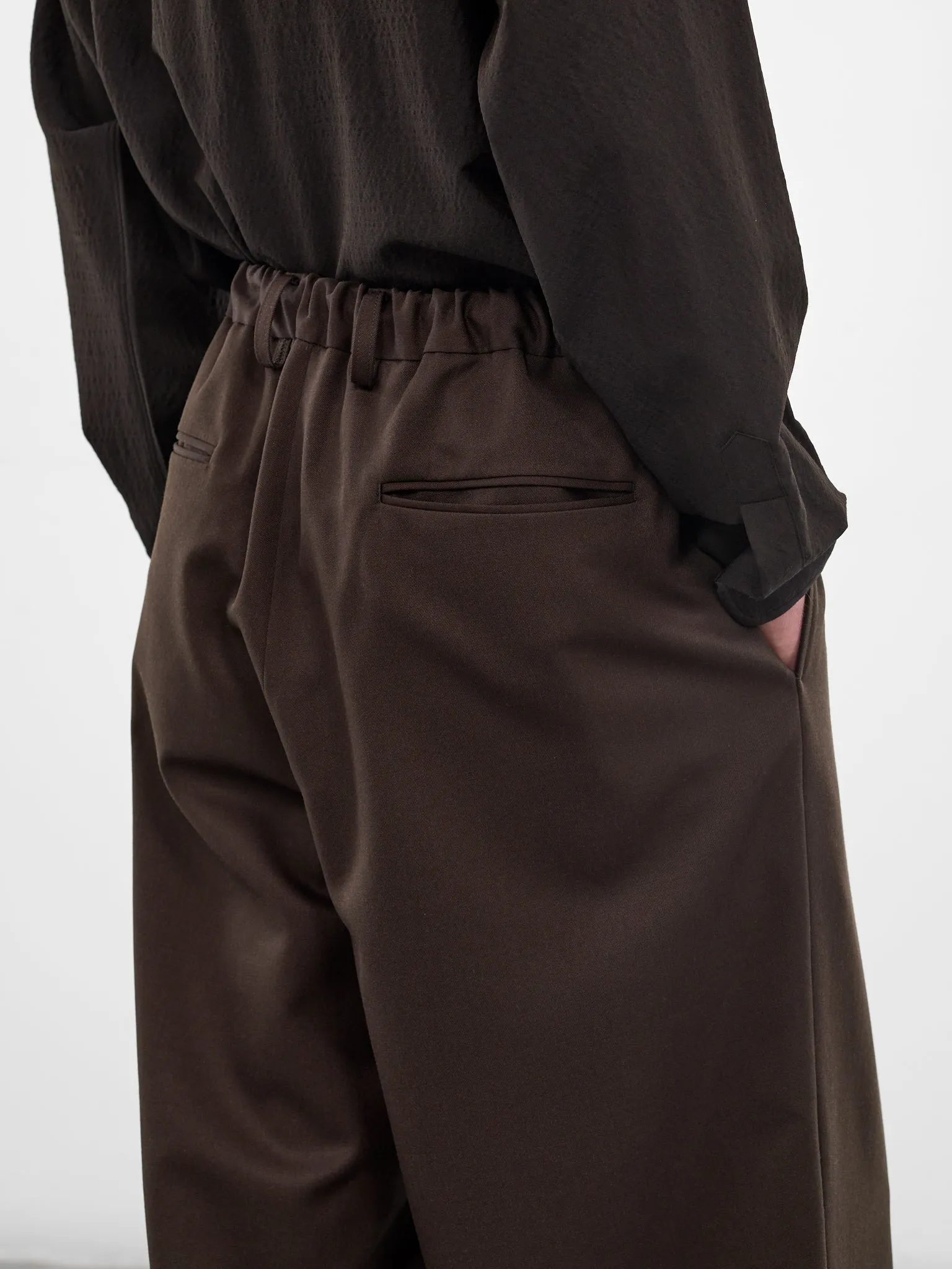 Khaki Pleated Wool Wide Trousers (ST-1428-MILITARY-KHAKI) sold by lorenzo product image thumbnail 5