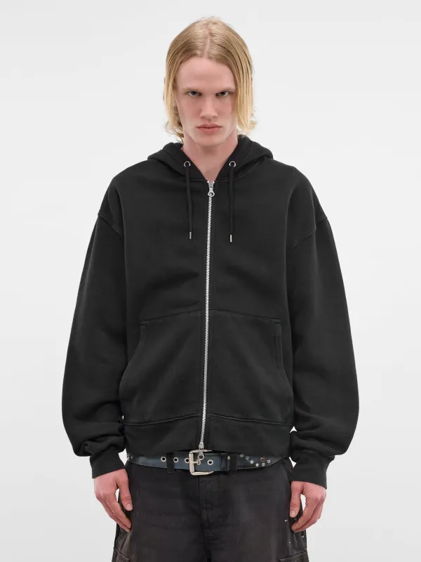 Black Cotton Rascal Zip Hoodie (M2266RW-WASHED-BLACK-STAR-FLEE) sold by lorenzo