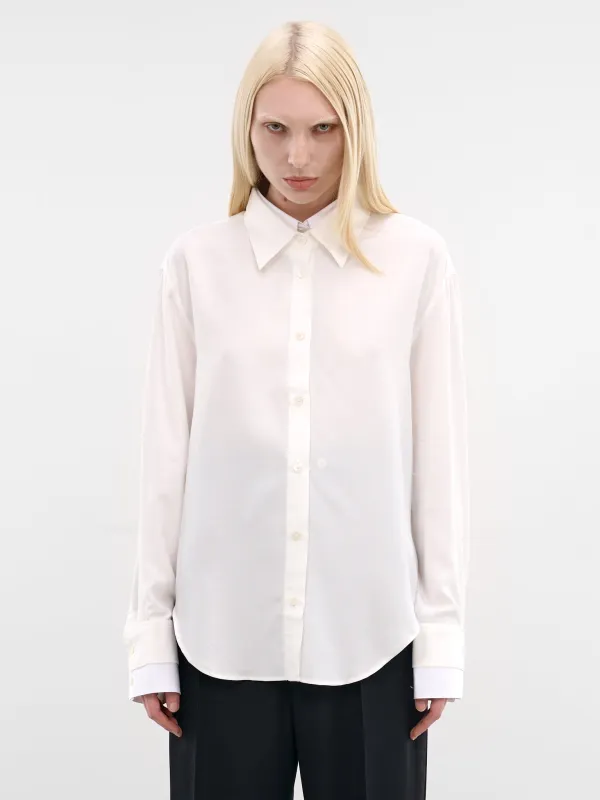 White Layered Button-Up Shirt (FN-WN-BLOU001275-WHITE) made by Acne Studios