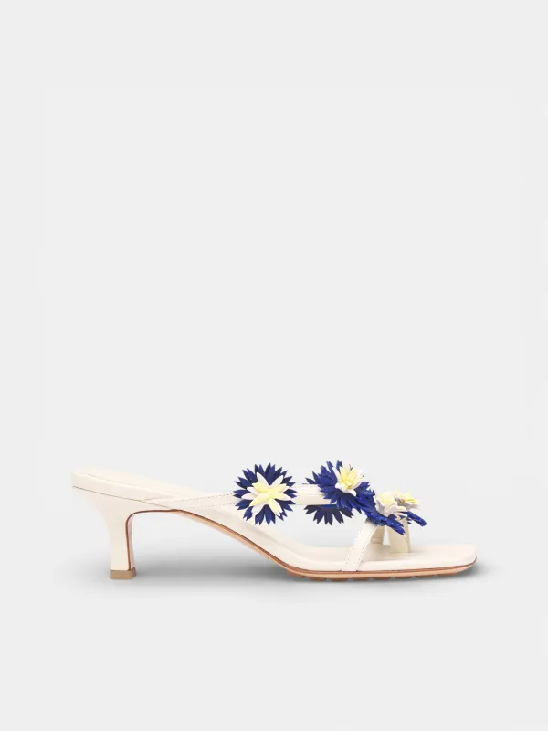 White Flower Applique Heeled Sandals (855905V65S0007-OFF-WHITE) sold by lorenzo