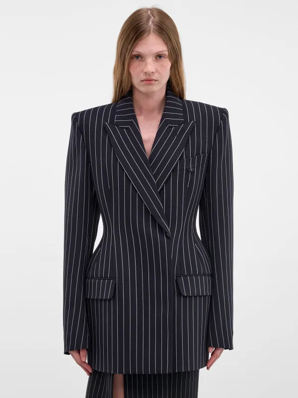 Pinstripe Hourglass Tailored Wool Blazer (26P1VE04791024-PS60-PINSTRIPE-) made by Mugler