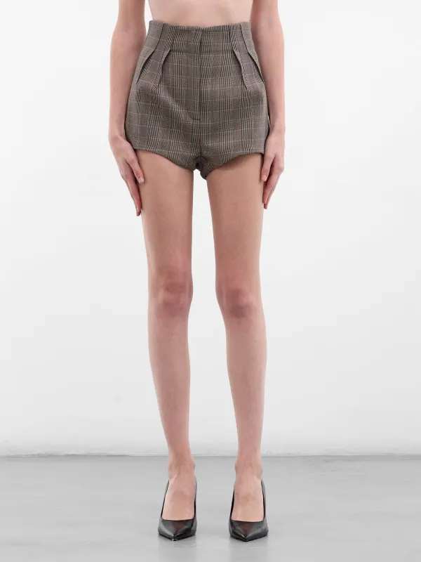 Glen Check Wool Mini Shorts (26P1PA05321024-CH82-CHECKS-BEI) made by Mugler