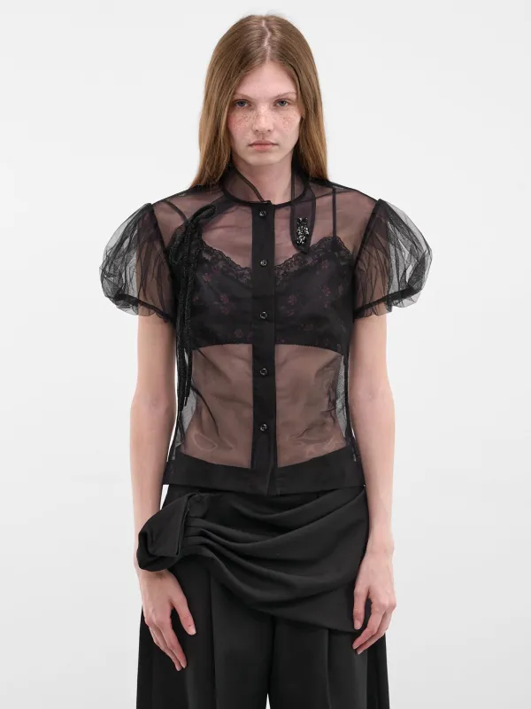Black Sheer Tulle Puff Top (5452B-0069-BLACK-BLACK-JET) made by Simone Rocha